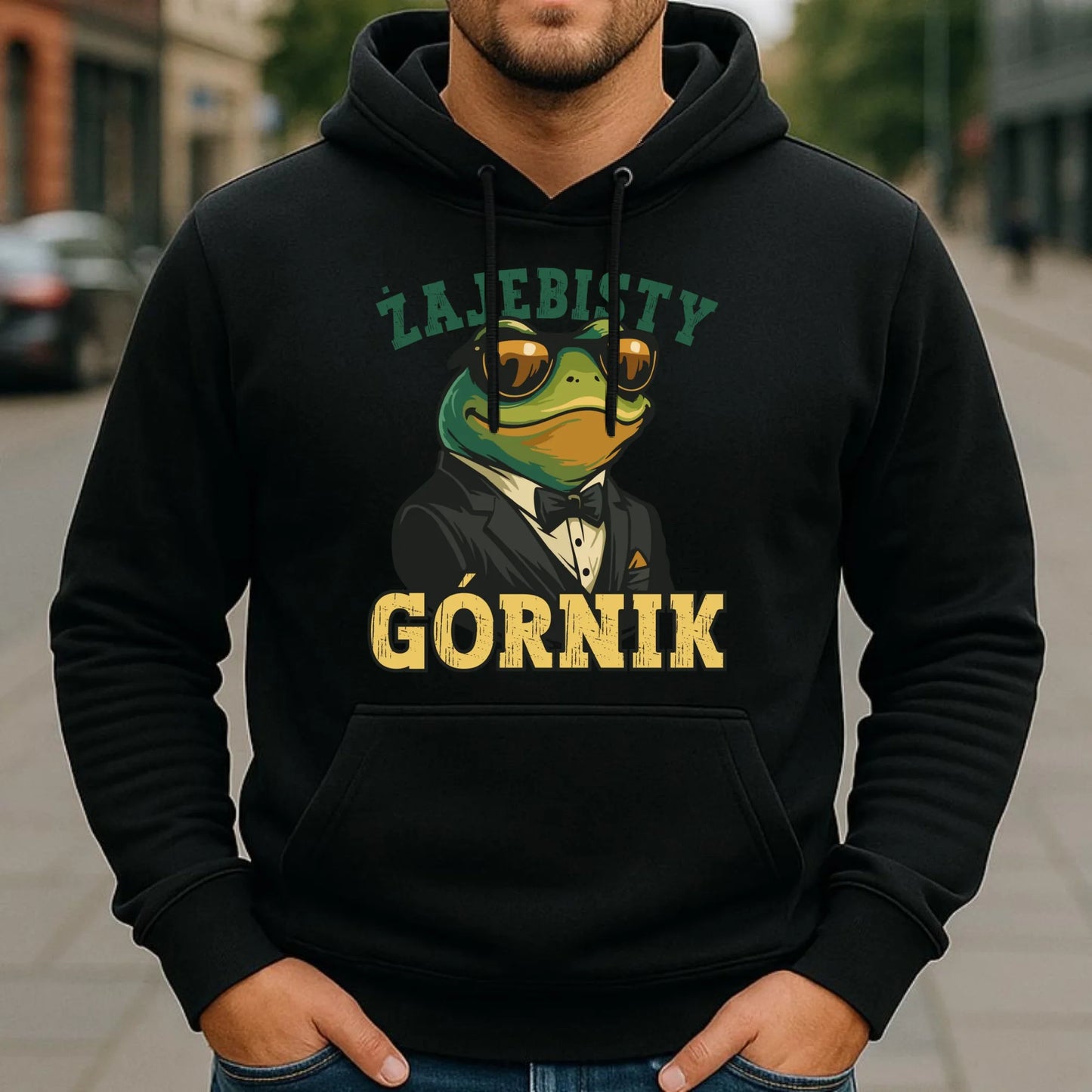 Bluza męska z kapturem - prezent dla górnika - Żajebisty górnik G18 - StoryCups.pl