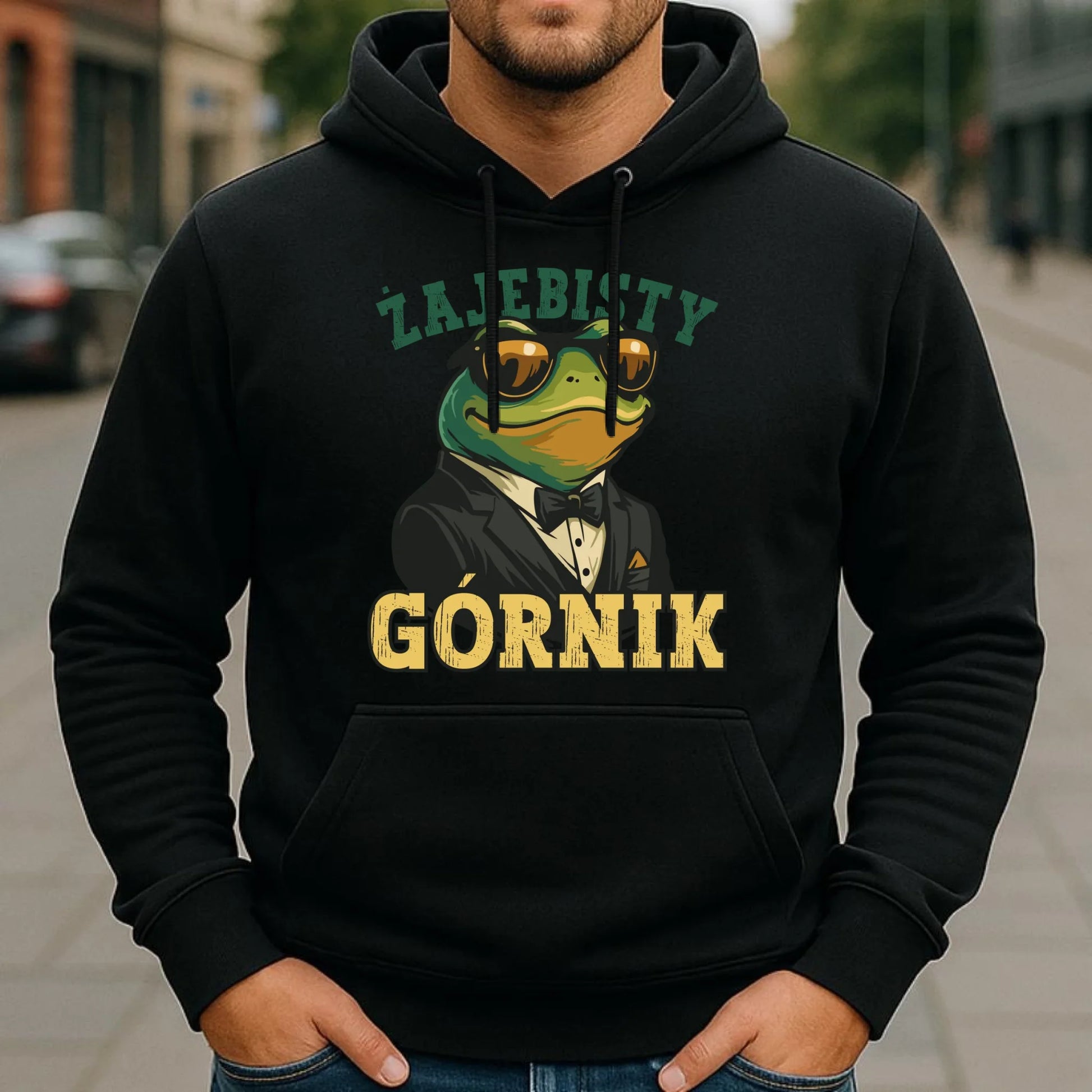 Bluza męska z kapturem - prezent dla górnika - Żajebisty górnik G18 - StoryCups.pl