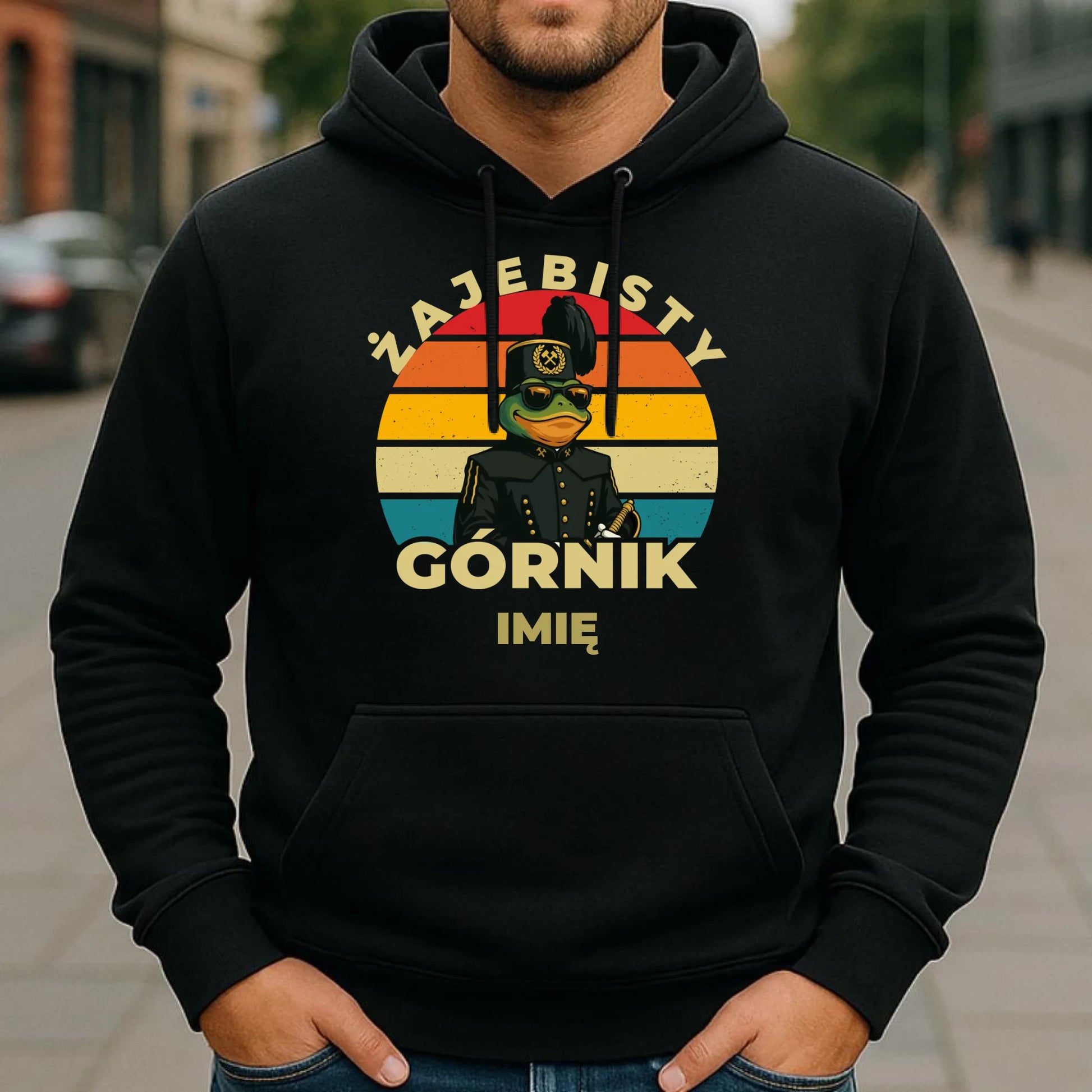 Bluza męska z kapturem - prezent dla górnika - Żajebisty górnik - personalizowana G19 - StoryCups.pl