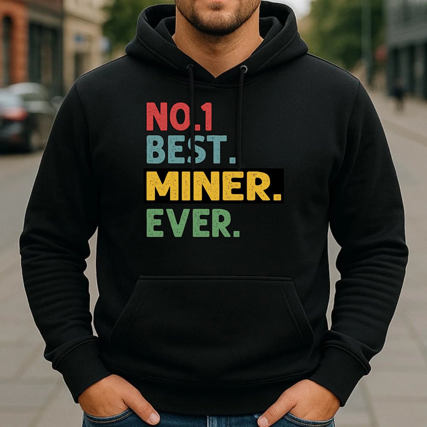 Bluza męska z kapturem - prezent dla górnika - Best miner ever G12 - StoryCups.pl