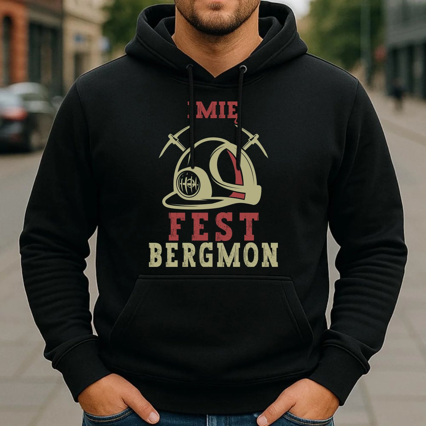 Bluza męska z kapturem - prezent dla górnika - Fest bergmon - personalizowana G07 - StoryCups.pl