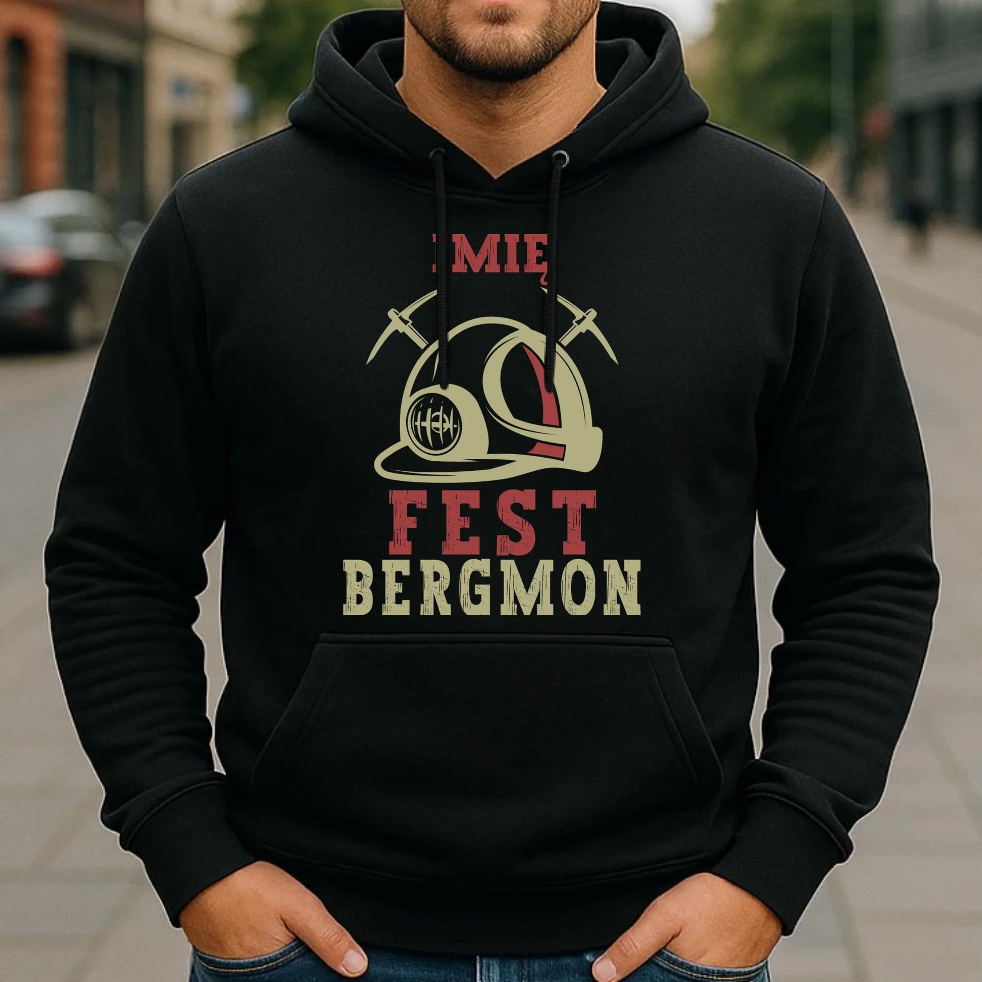 Bluza męska z kapturem - prezent dla górnika - Fest bergmon - personalizowana G07 - StoryCups.pl