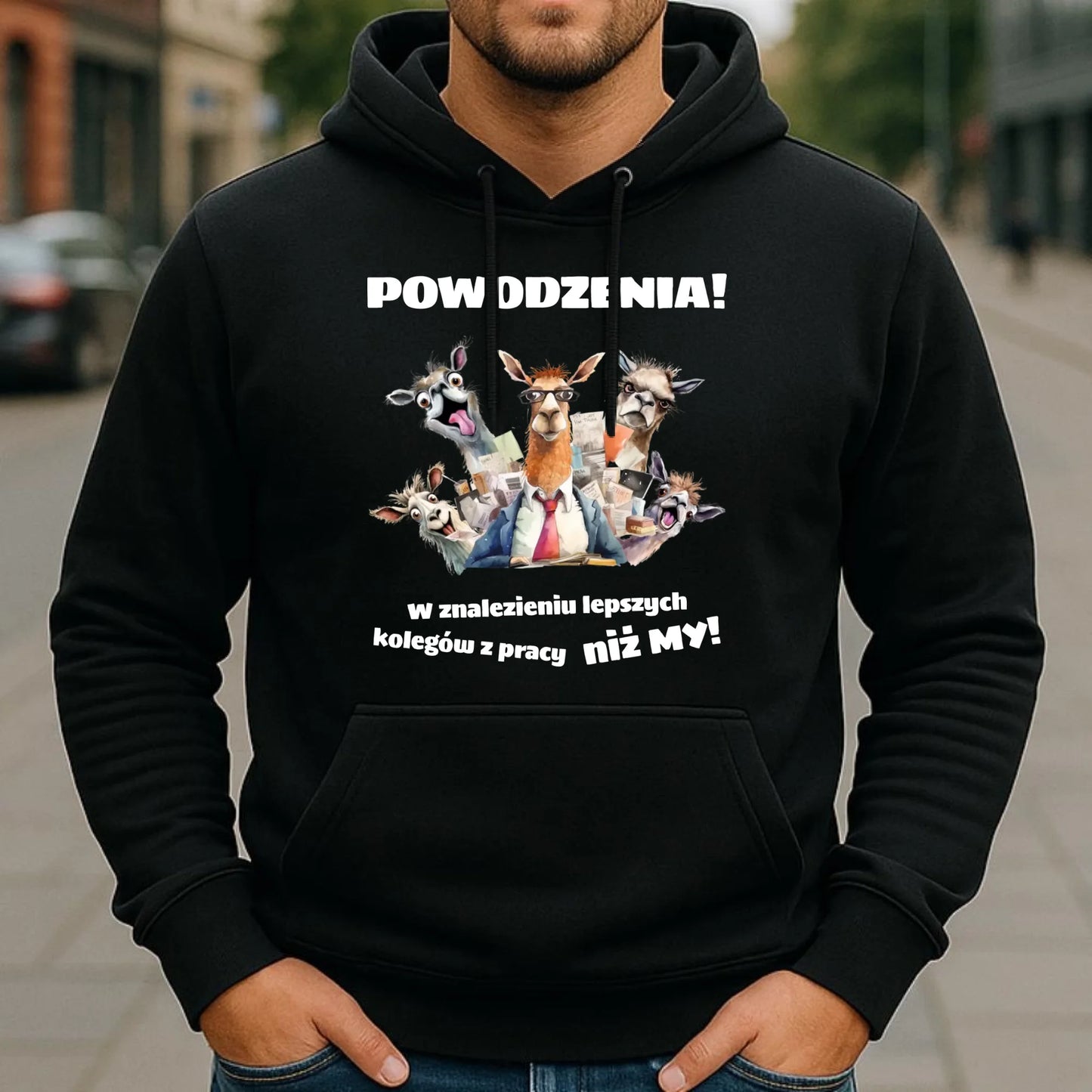 Bluza męska z kapturem na odejście z pracy - Powodzenia w znalezieniu lepszych kolegów OP08 - StoryCups.pl