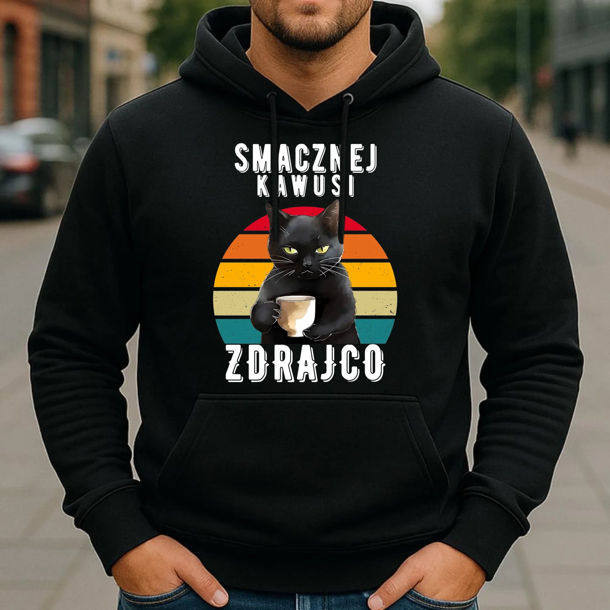 Bluza męska z kapturem na odejście z pracy - Smacznej kawusi zdrajco OP03 - StoryCups.pl