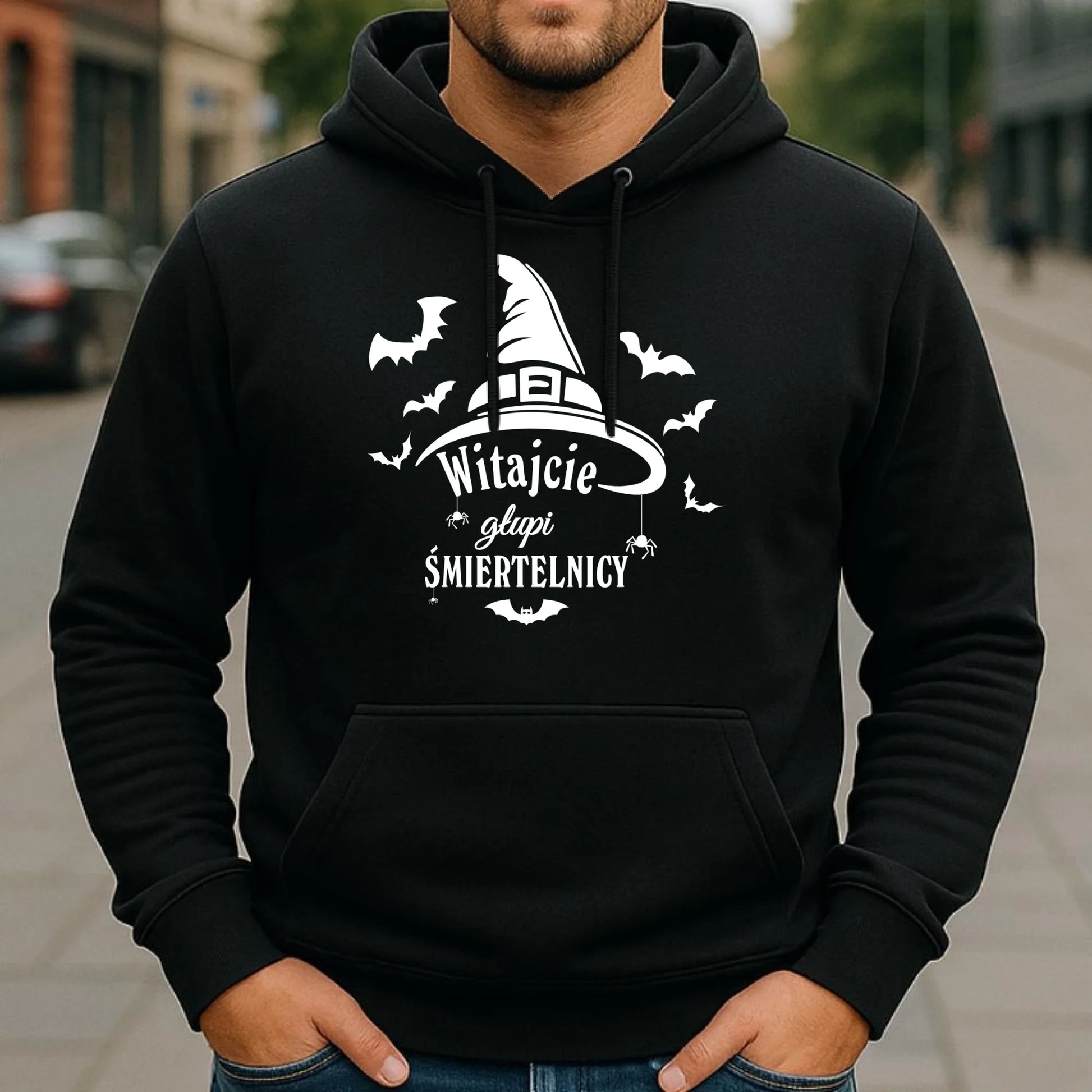 Bluza męska z kapturem na Halloween - Witajcie głupi śmiertelnicy HL23 - StoryCups.pl