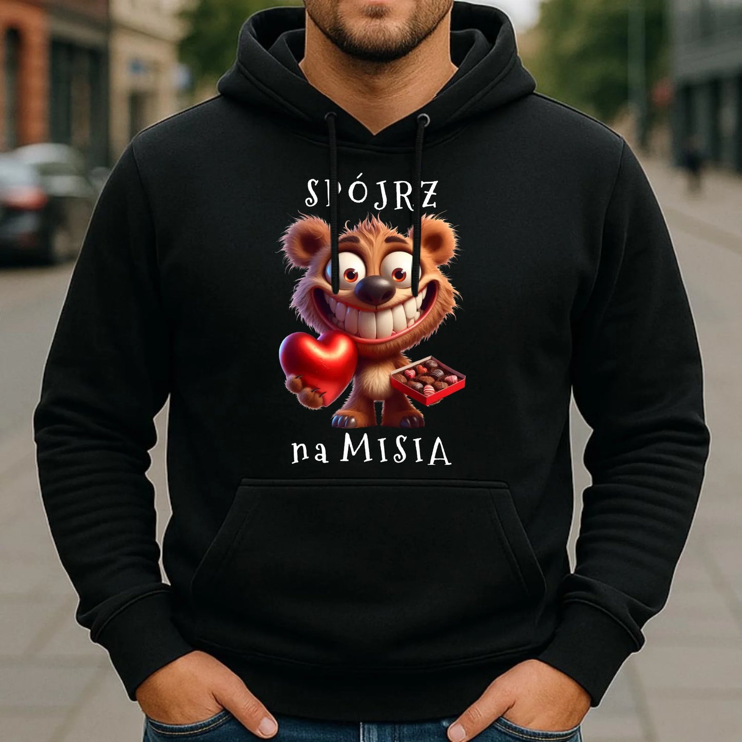 Bluza męska z kapturem - Spójrz na Misia W31 - StoryCups.pl
