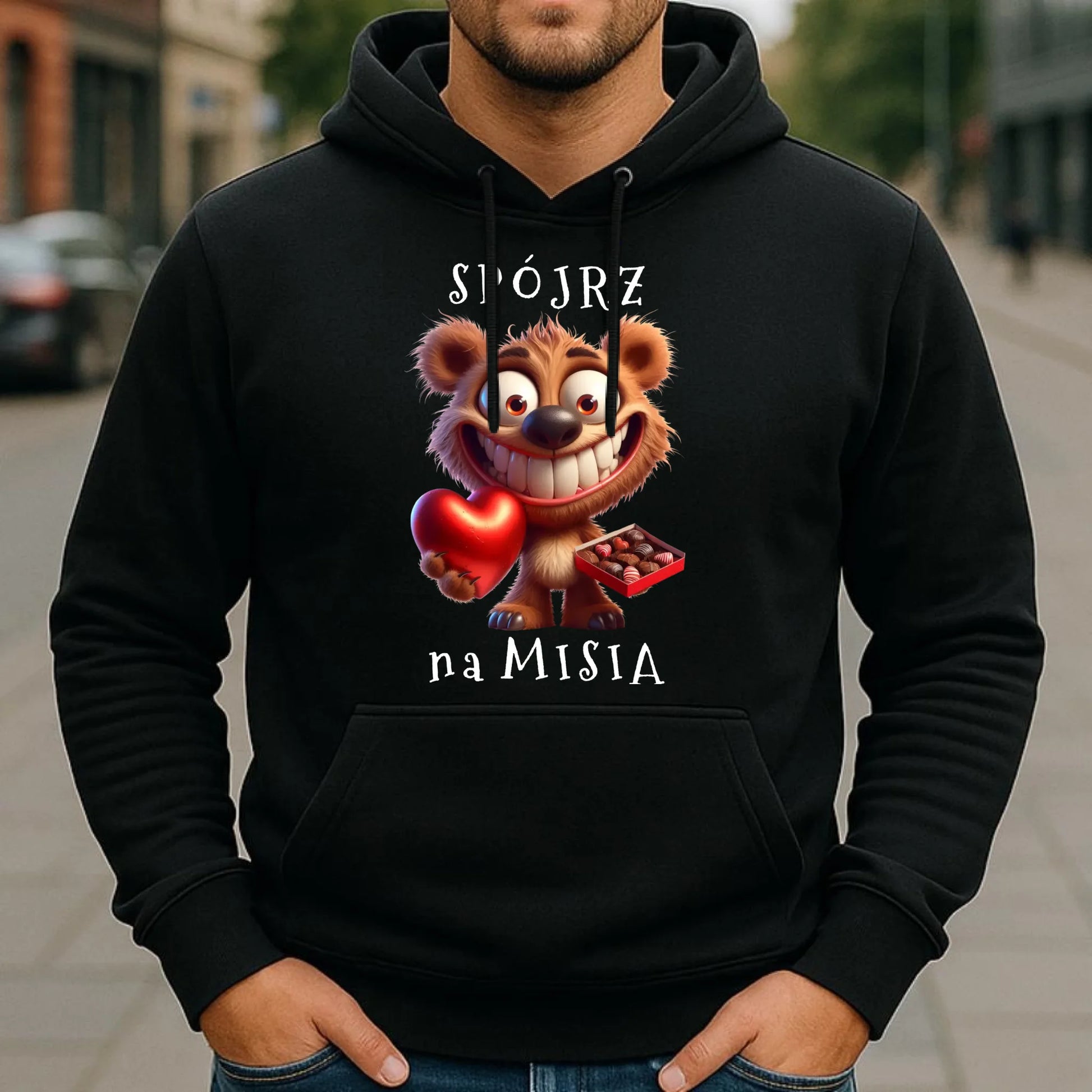 Bluza męska z kapturem - Spójrz na Misia W31 - StoryCups.pl
