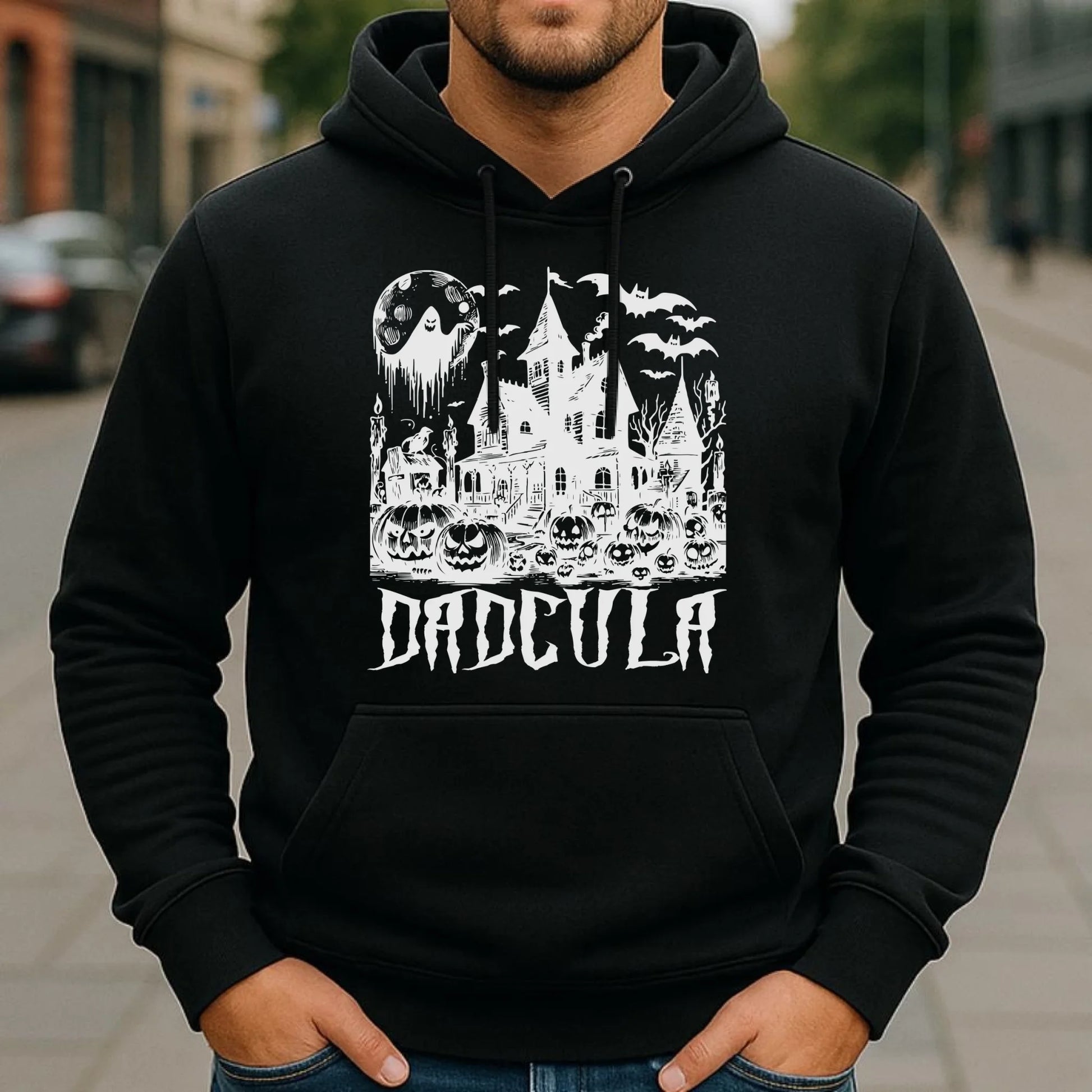Bluza męska z kapturem na Halloween dla taty - Upiorny dom - Dadcula HL19 - StoryCups.pl