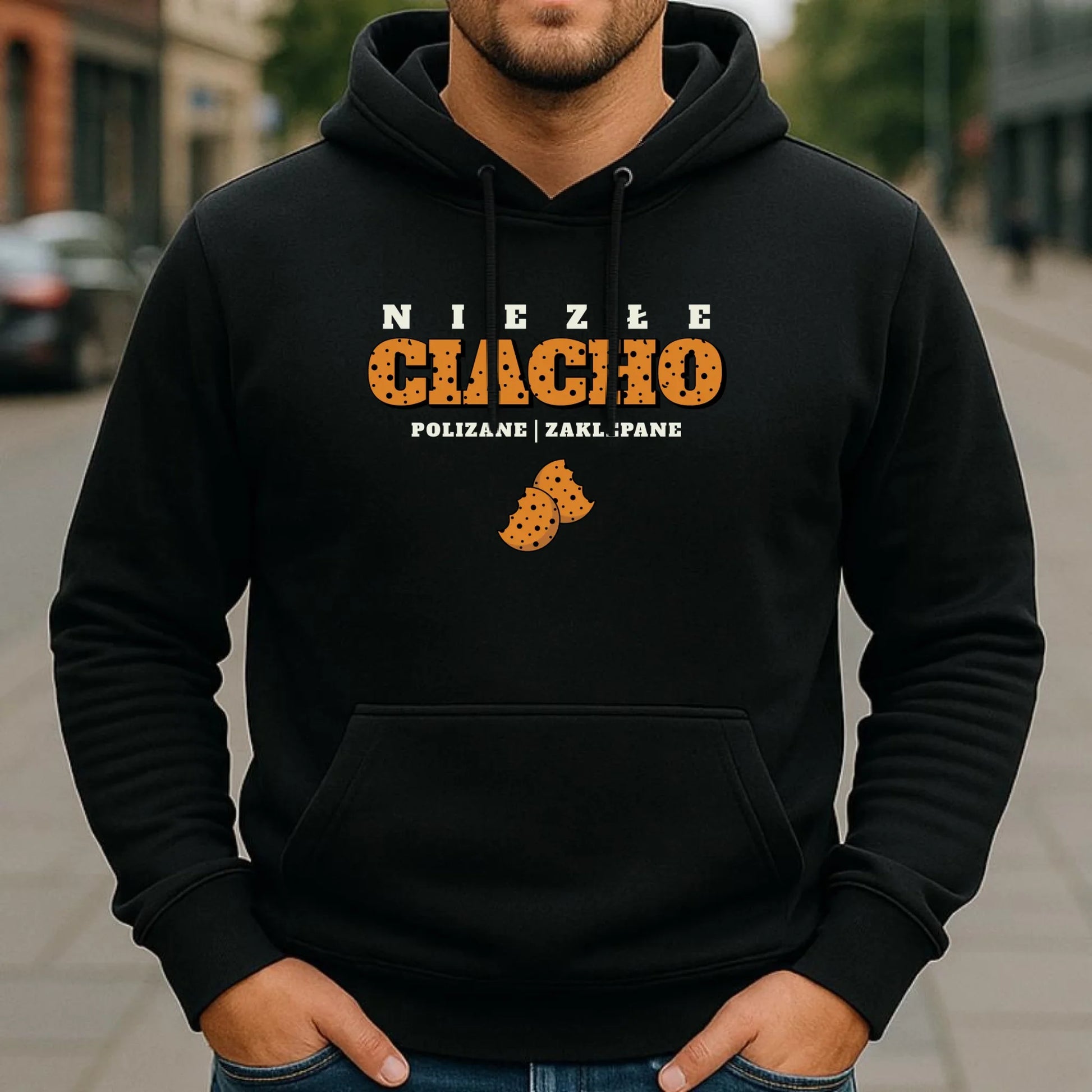 Bluza męska z kapturem - prezent dla chłopaka męża - Niezłe ciacho polizane zaklepane DCH30 - StoryCups.pl