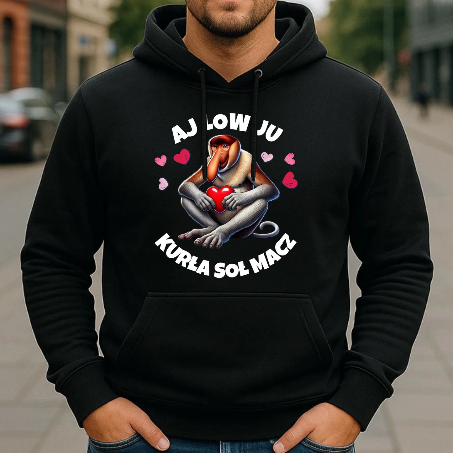 Bluza męska z kapturem - Janusz nosacz - Aj low ju kurła W26 - StoryCups.pl