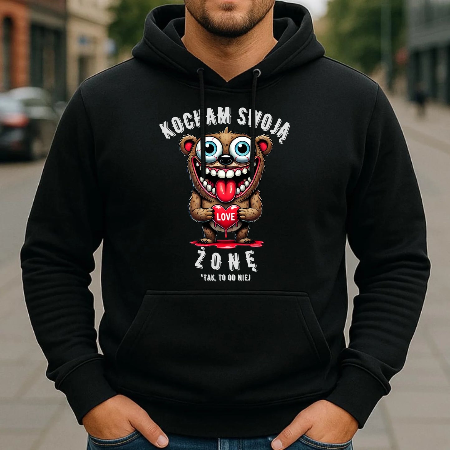 Bluza męska z kapturem - prezent dla męża - Kocham swoją żonę W23 - StoryCups.pl