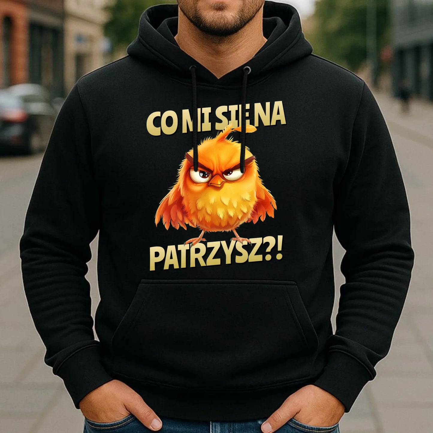 Bluza męska z kapturem - Prezent dla chłopaka kolegi - Co mi się na ptaka patrzysz DCH24 - StoryCups.pl