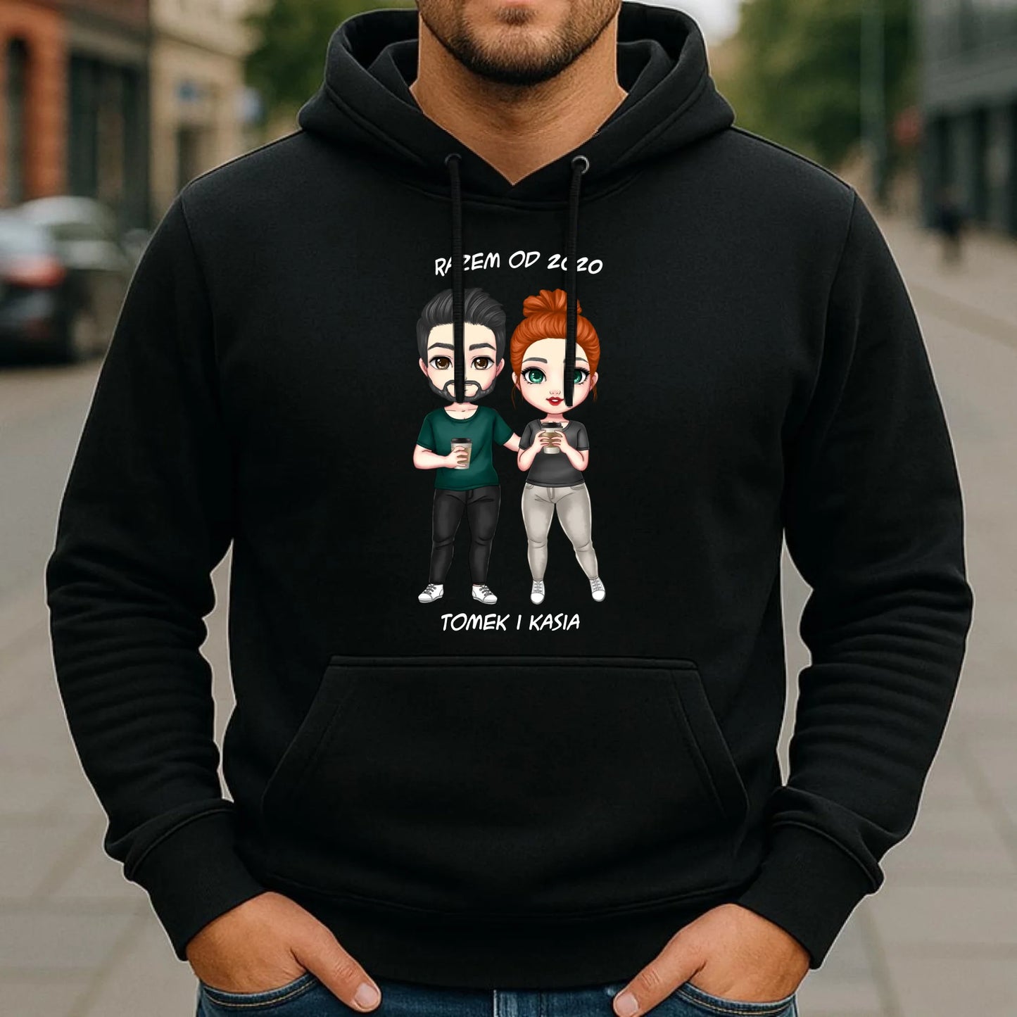 Bluza męska z kapturem dla par - prezent dla chłopaka narzeczonego męża - personalizowana W01 - StoryCups.pl