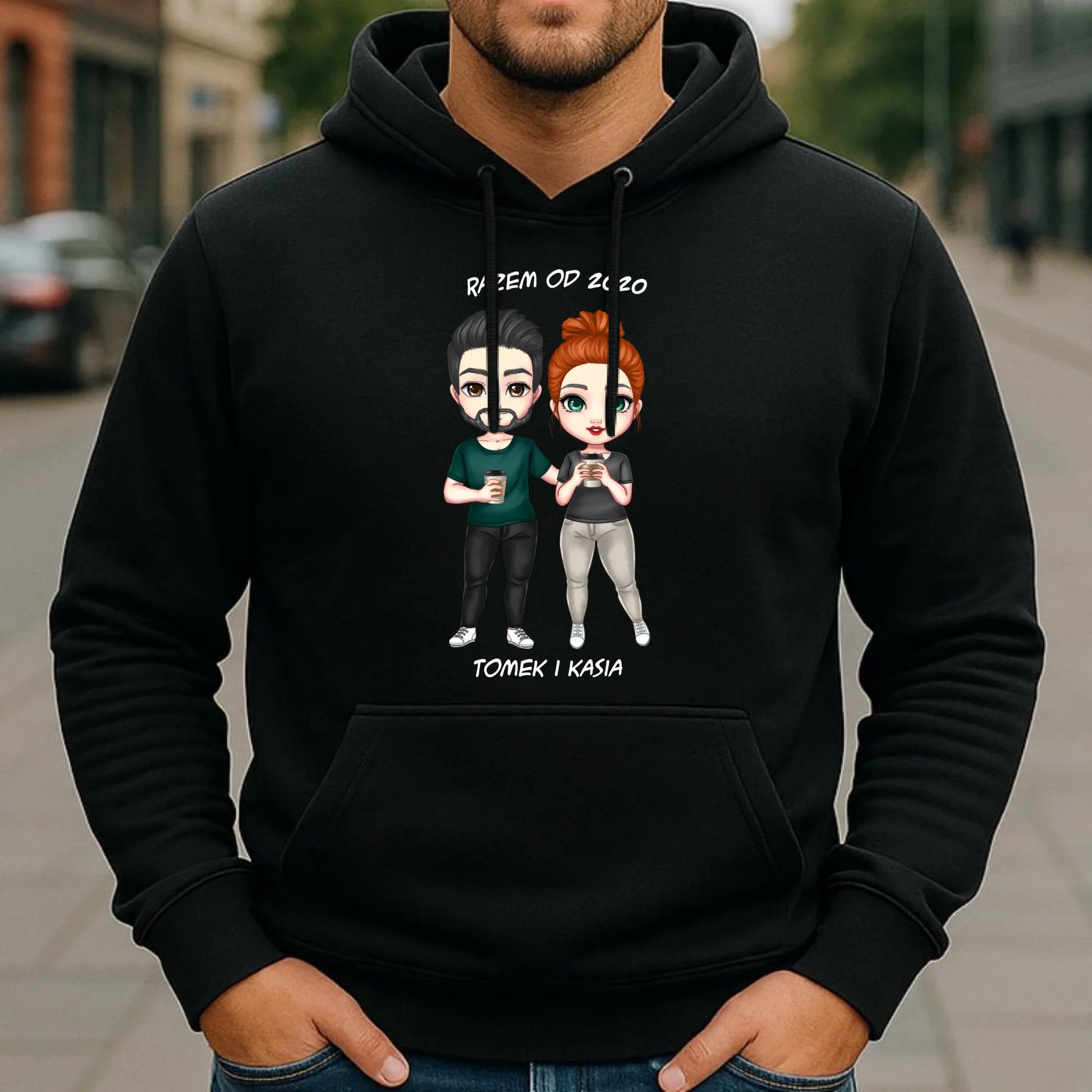 Bluza męska z kapturem dla par - prezent dla chłopaka narzeczonego męża - personalizowana W01 - StoryCups.pl