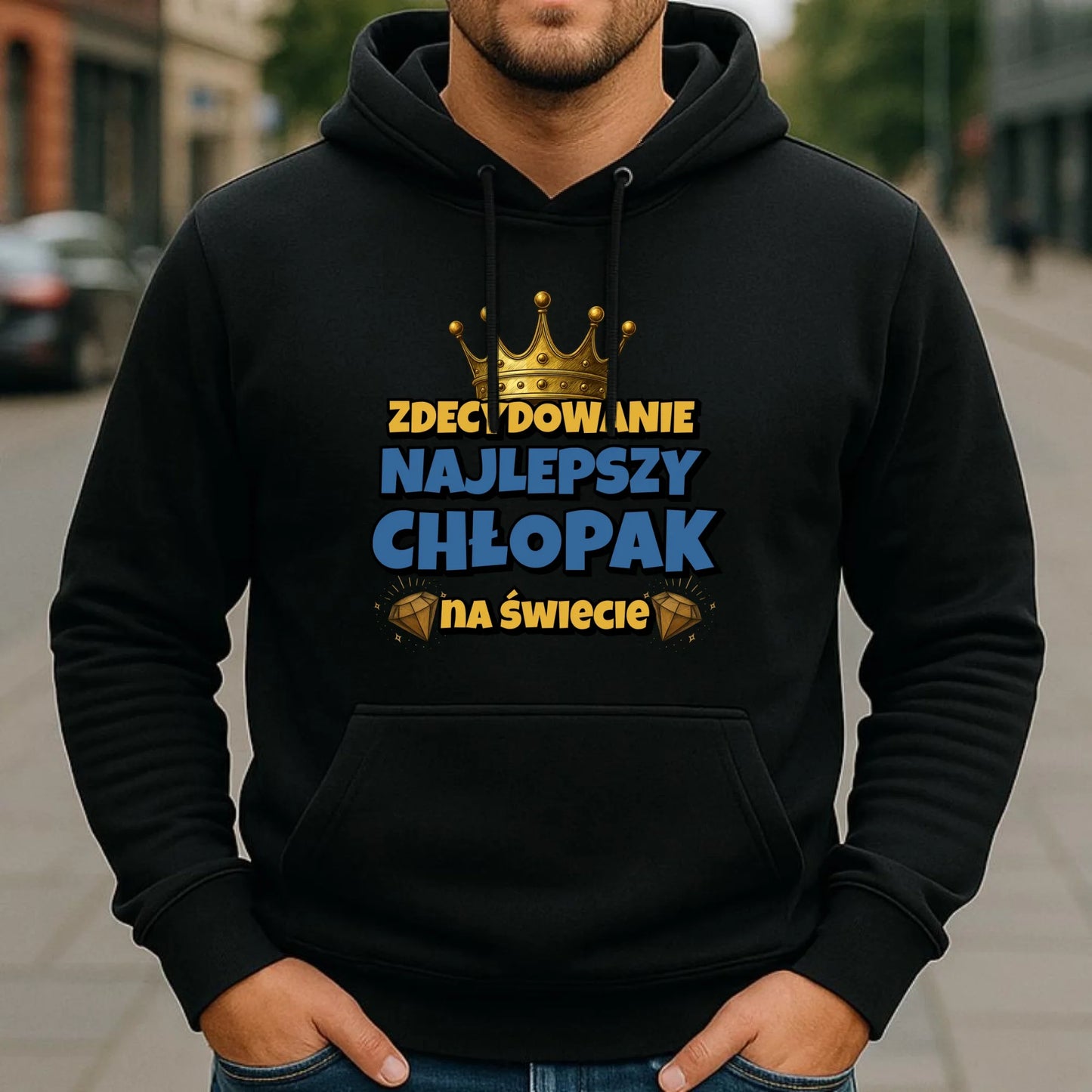 Bluza męska z kapturem - Prezent na Dzień Chłopaka - Najlepszy chłopak DCH21 - StoryCups.pl