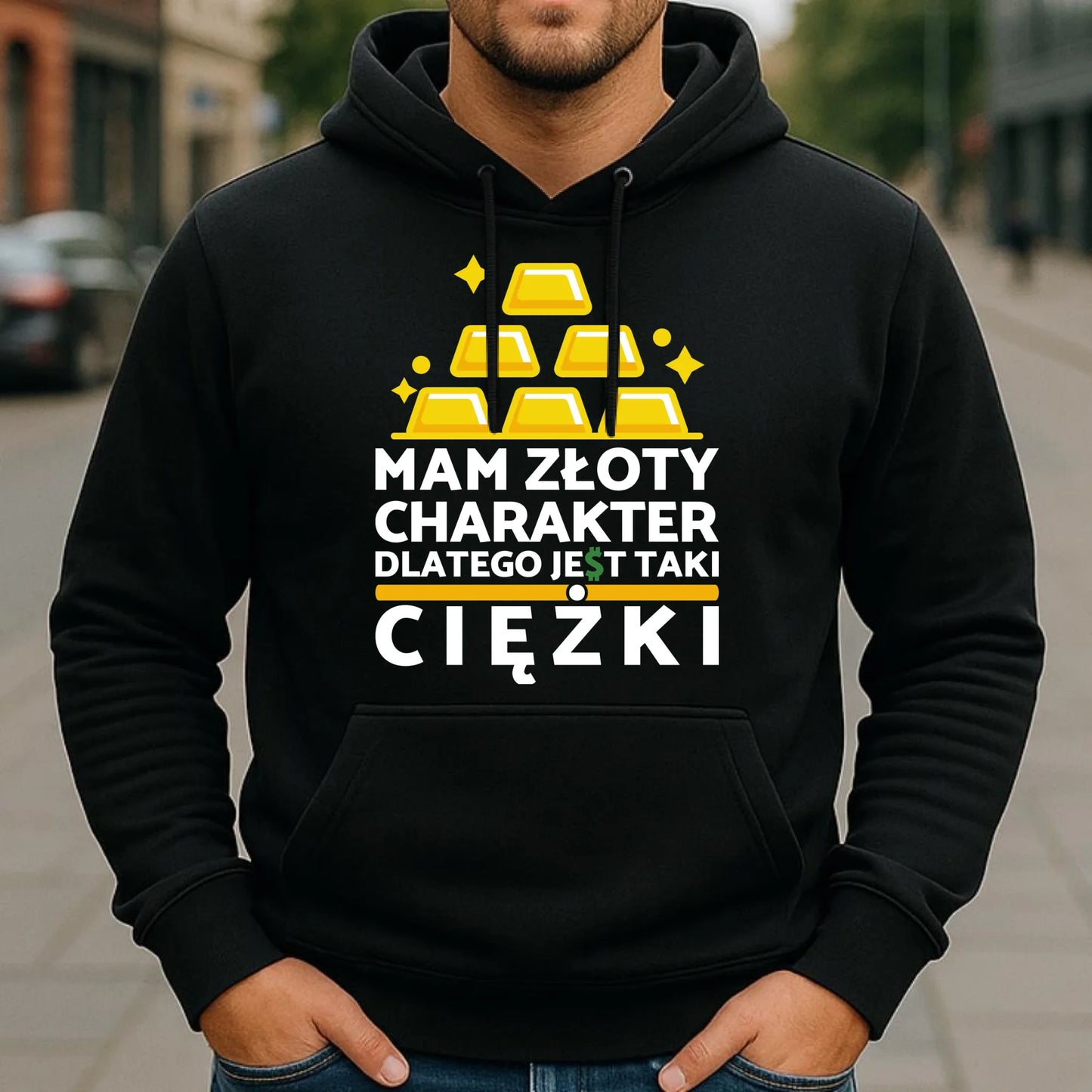 Bluza męska z kapturem - prezent dla chłopaka - Złoty charakter DCH16 - StoryCups.pl