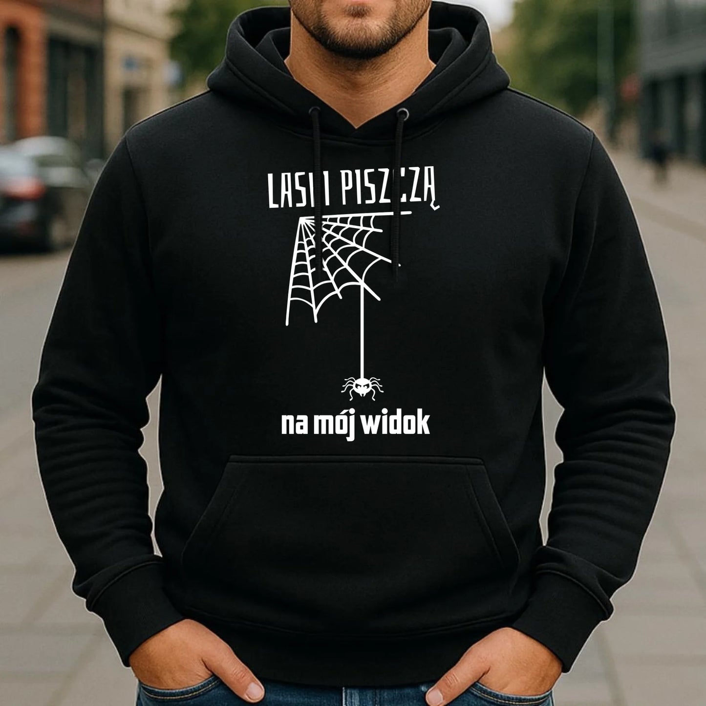 Bluza męska z kapturem - prezent dla chłopaka - Laski piszczą na mój widok DCH13 - StoryCups.pl