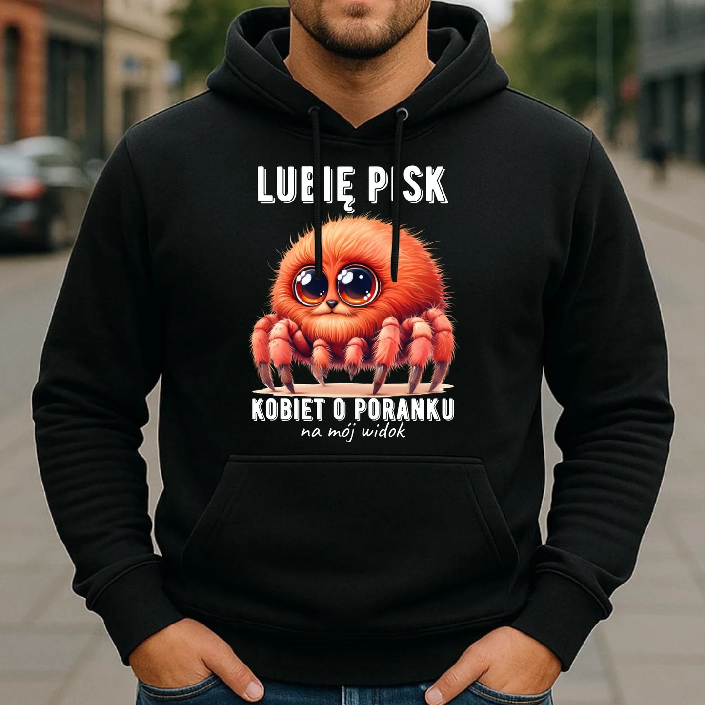 Bluza męska z kapturem - prezent dla chłopaka - Lubię pisk kobiet DCH14 - StoryCups.pl