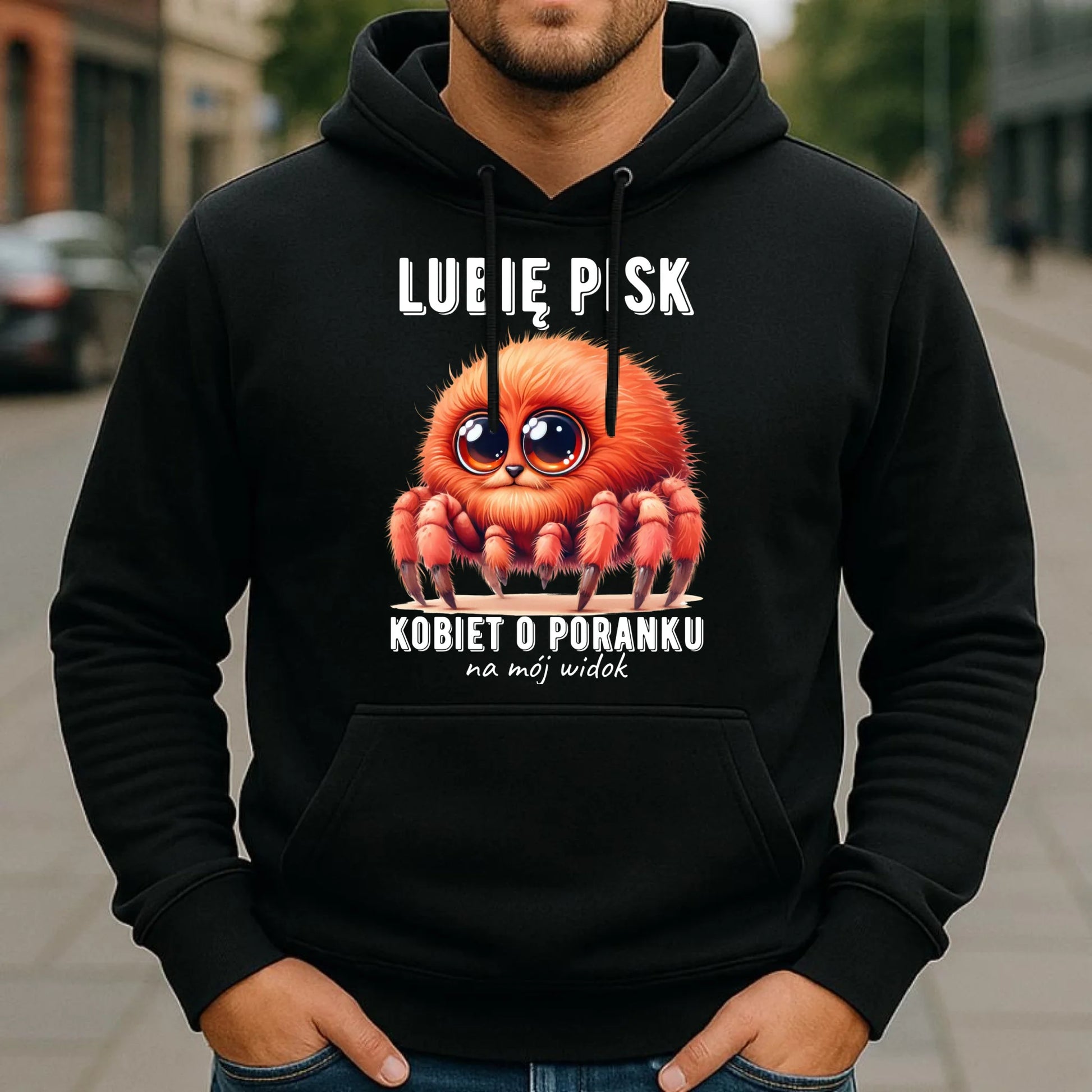 Bluza męska z kapturem - prezent dla chłopaka - Lubię pisk kobiet DCH14 - StoryCups.pl