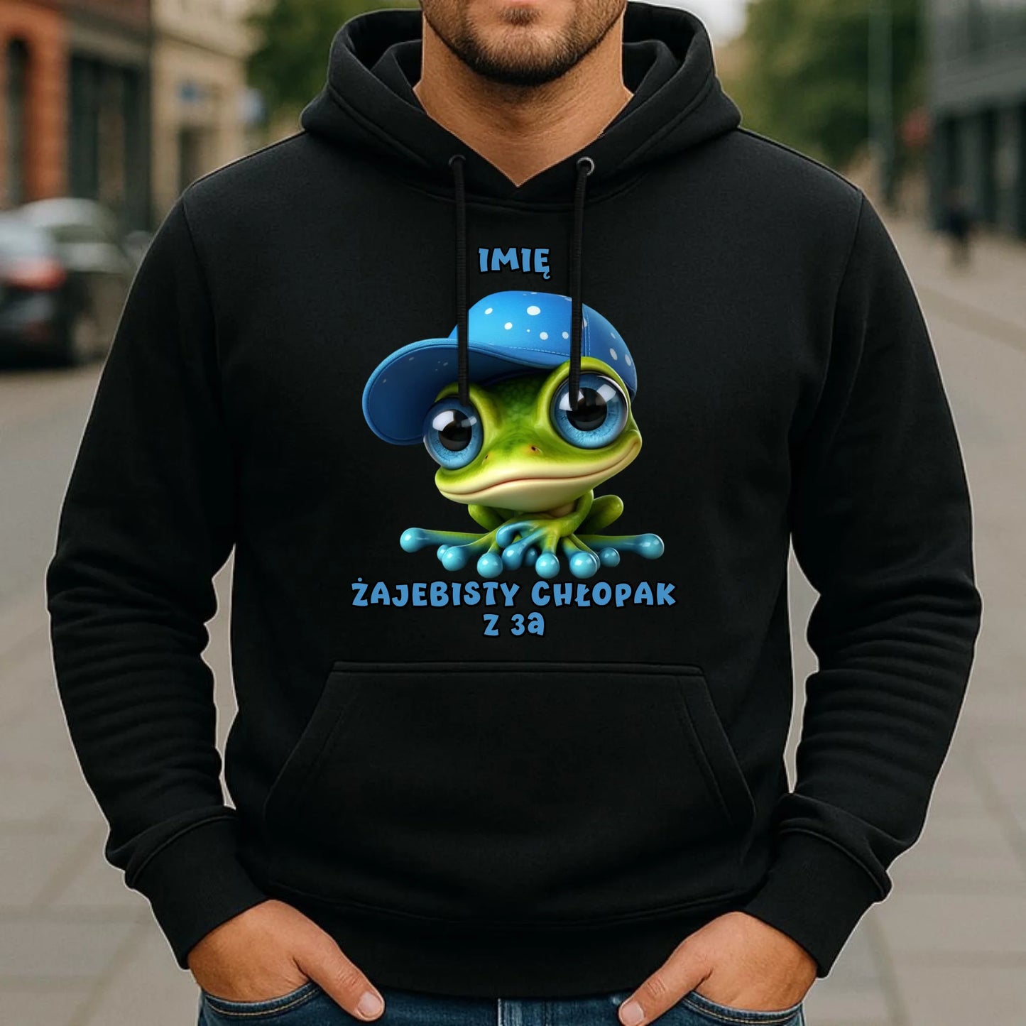 Bluza męska z kapturem na Dzień Chłopaka - Żajebisty Chłopak dla kolegów z klasy - personalizowana DCH01 - StoryCups.pl