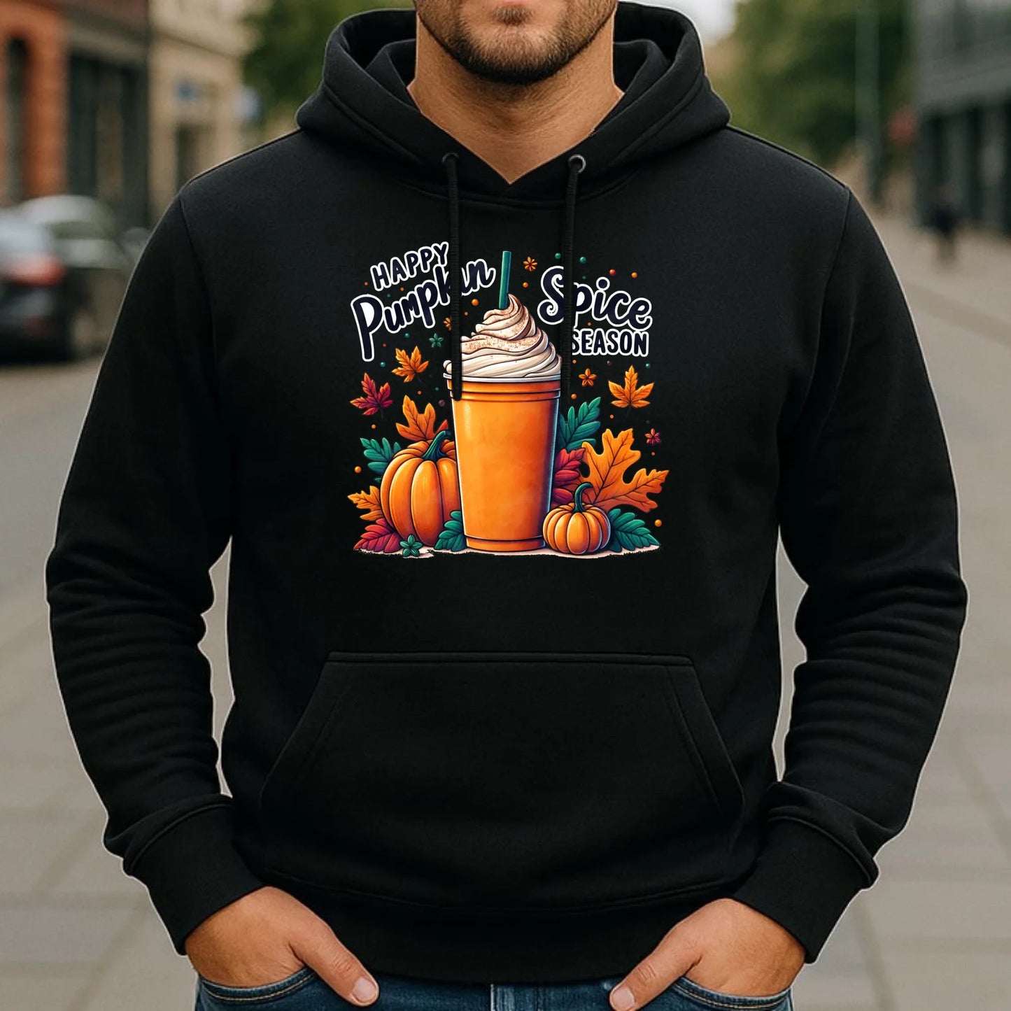 Bluza męska z kapturem jesienna - Pumpkin Spice - kawa dyniowa JS02 - StoryCups.pl