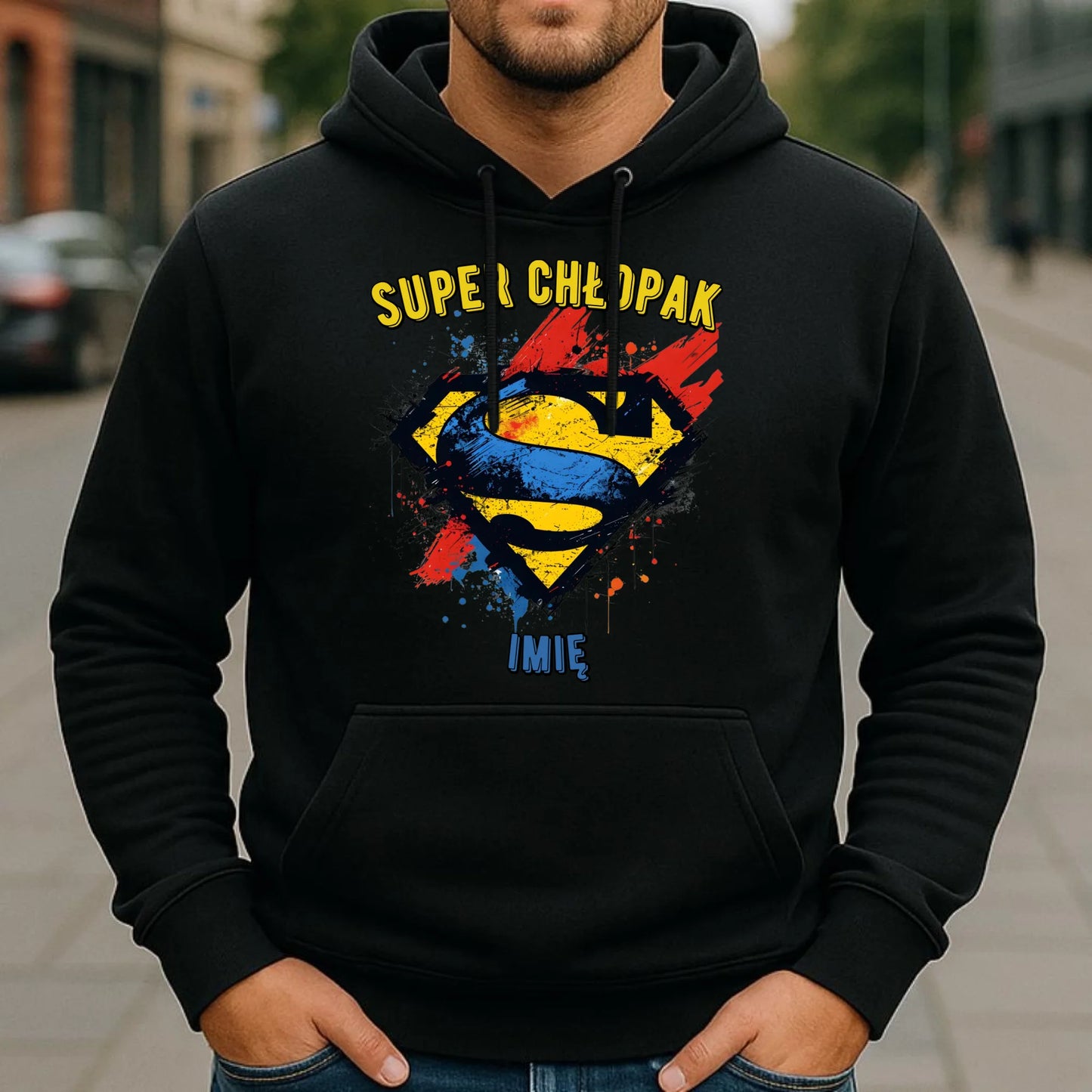 Bluza męska z kapturem - prezent na Dzień Chłopaka - Super Chłopak - personalizowana DCH18 - StoryCups.pl