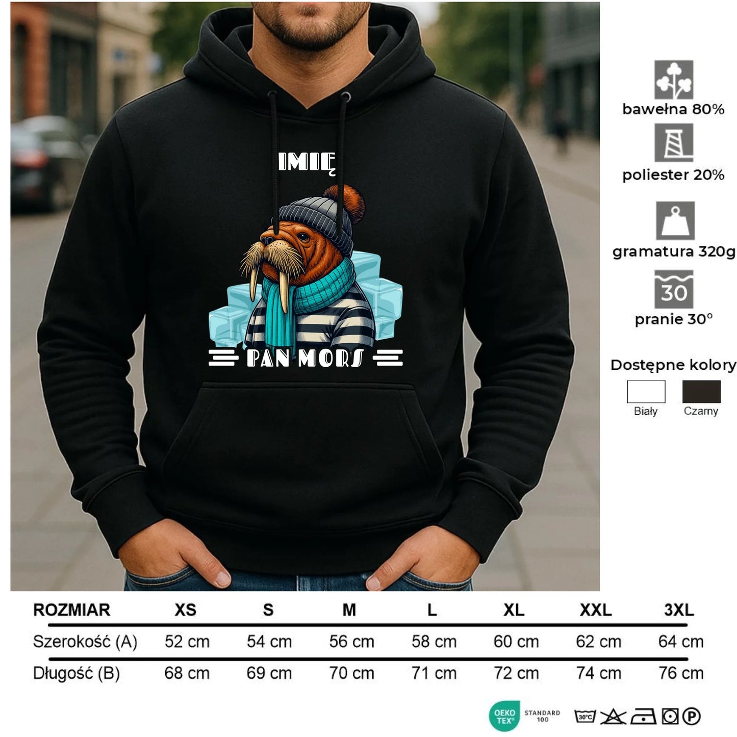 Bluza męska z kapturem - prezent dla morsa - Pan Mors - personalizowana HM15 - StoryCups.pl