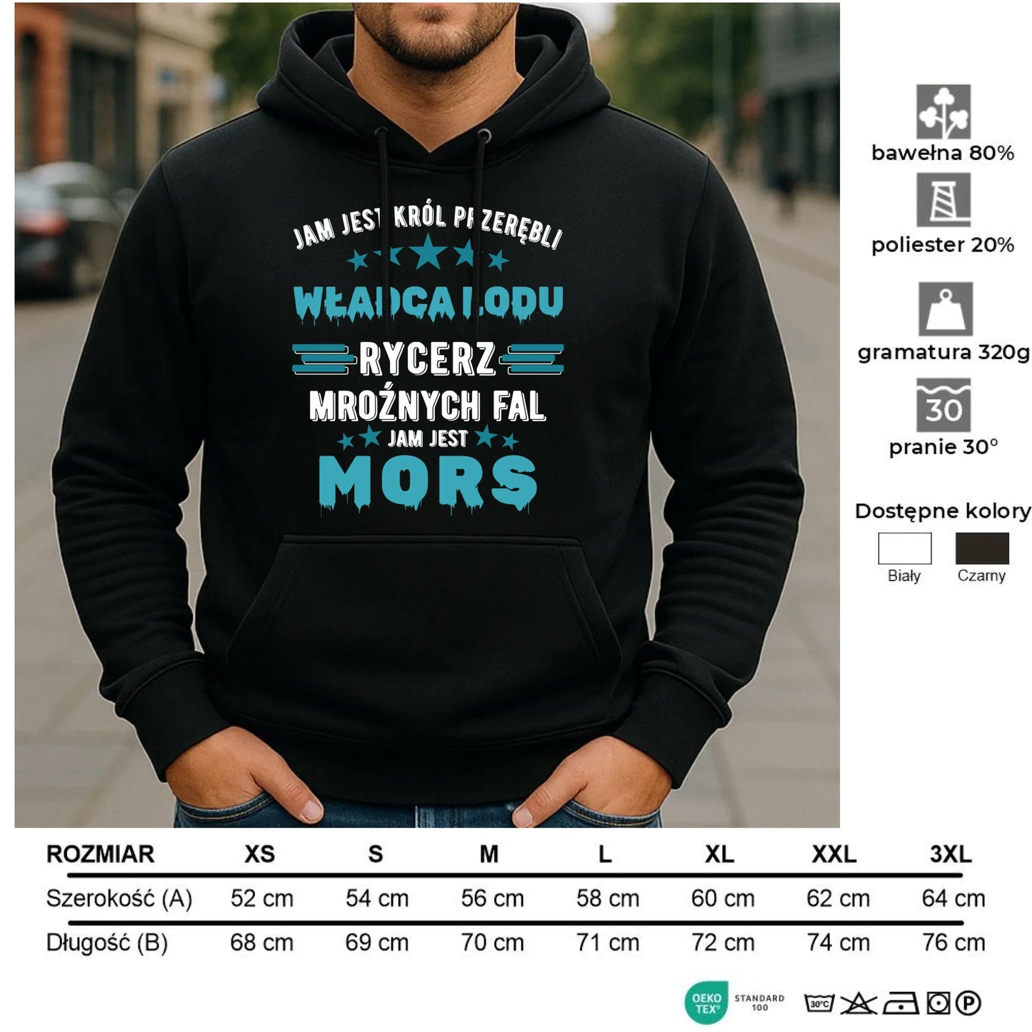 Bluza męska z kapturem - prezent dla morsa - Jam jest Król przerębli Jam jest mors HM13 - StoryCups.pl