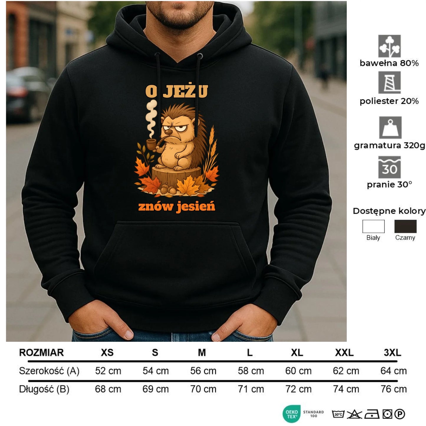 Bluza męska z kapturem jesienna - O jeżu znów jesień JS20 - StoryCups.pl