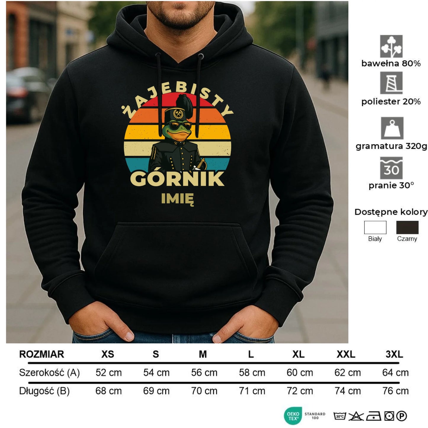 Bluza męska z kapturem - prezent dla górnika - Żajebisty górnik - personalizowana G19 - StoryCups.pl