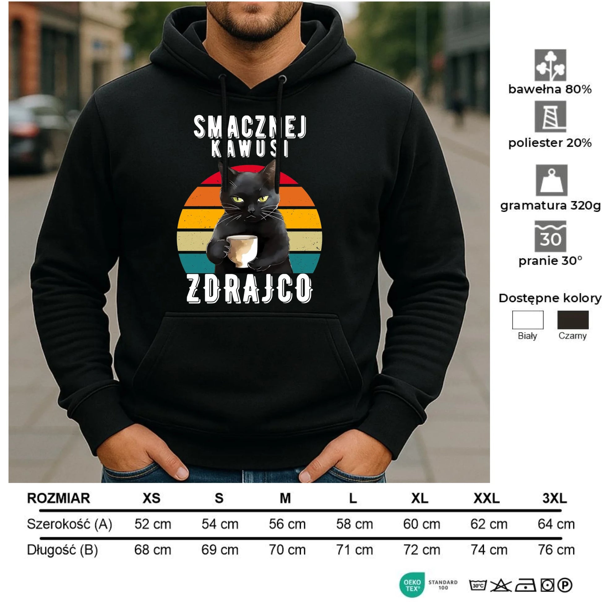 Bluza męska z kapturem na odejście z pracy - Smacznej kawusi zdrajco OP03 - StoryCups.pl