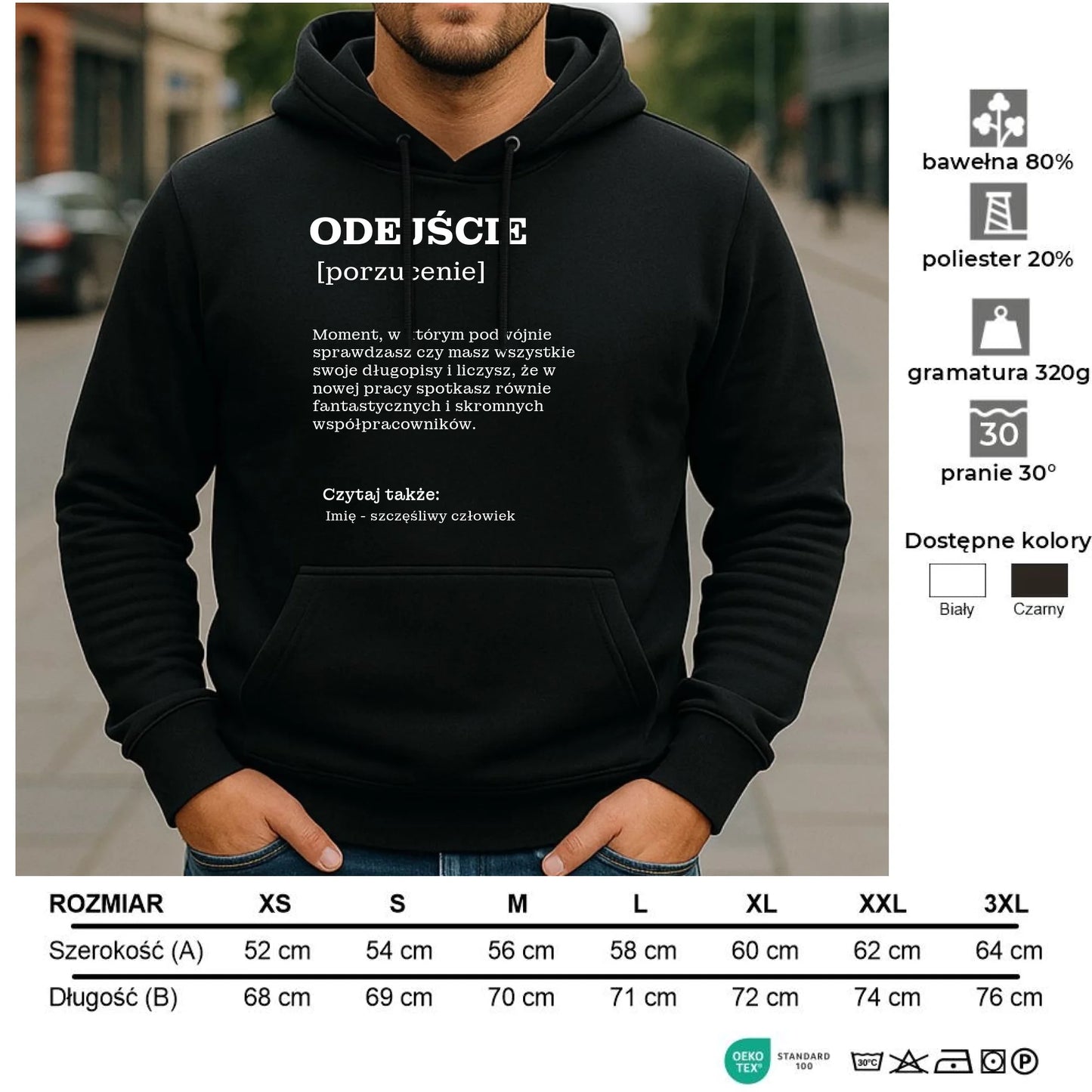 Bluza męska z kapturem - Odejście z pracy [porzucenie] - personalizowana OP01 - StoryCups.pl