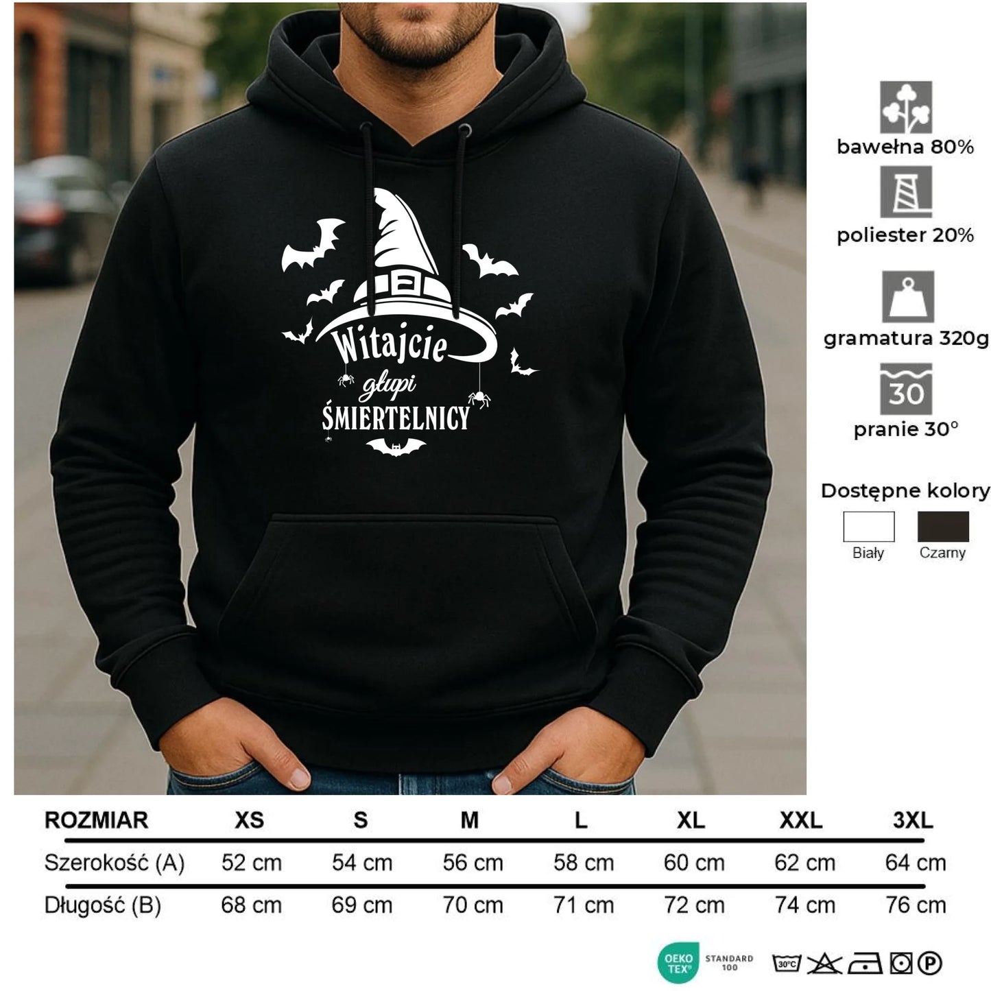 Bluza męska z kapturem na Halloween - Witajcie głupi śmiertelnicy HL23 - StoryCups.pl