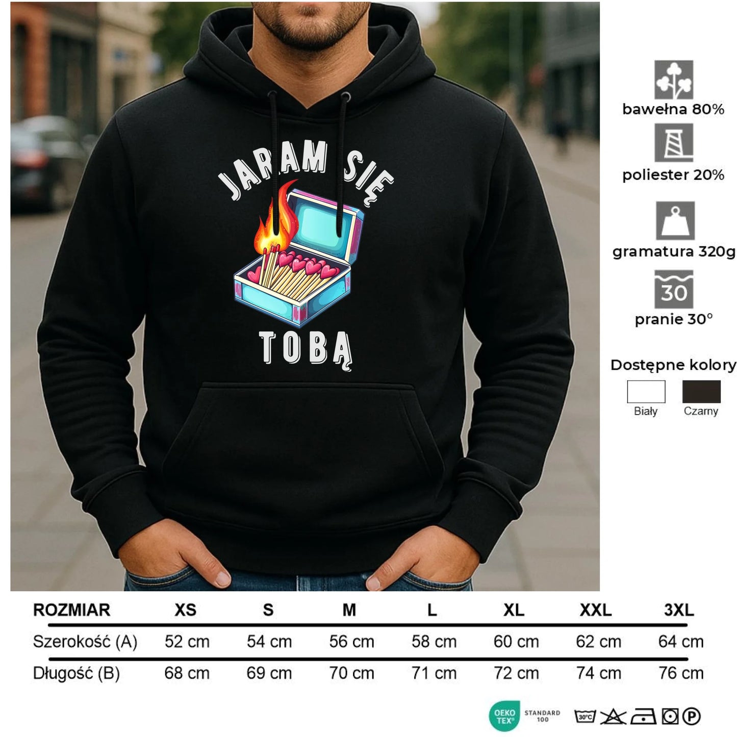 Bluza męska z kapturem - Jaram się Tobą W39 - StoryCups.pl