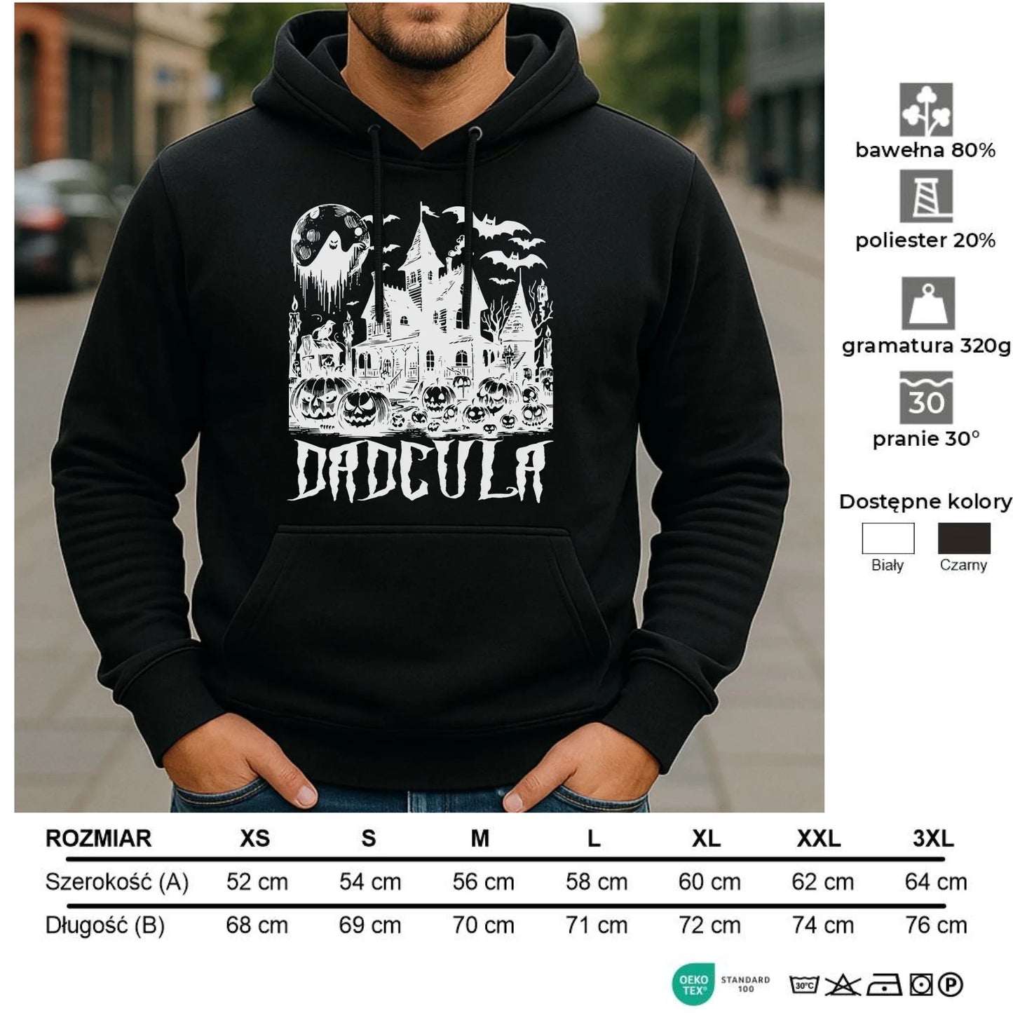 Bluza męska z kapturem na Halloween dla taty - Upiorny dom - Dadcula HL19 - StoryCups.pl