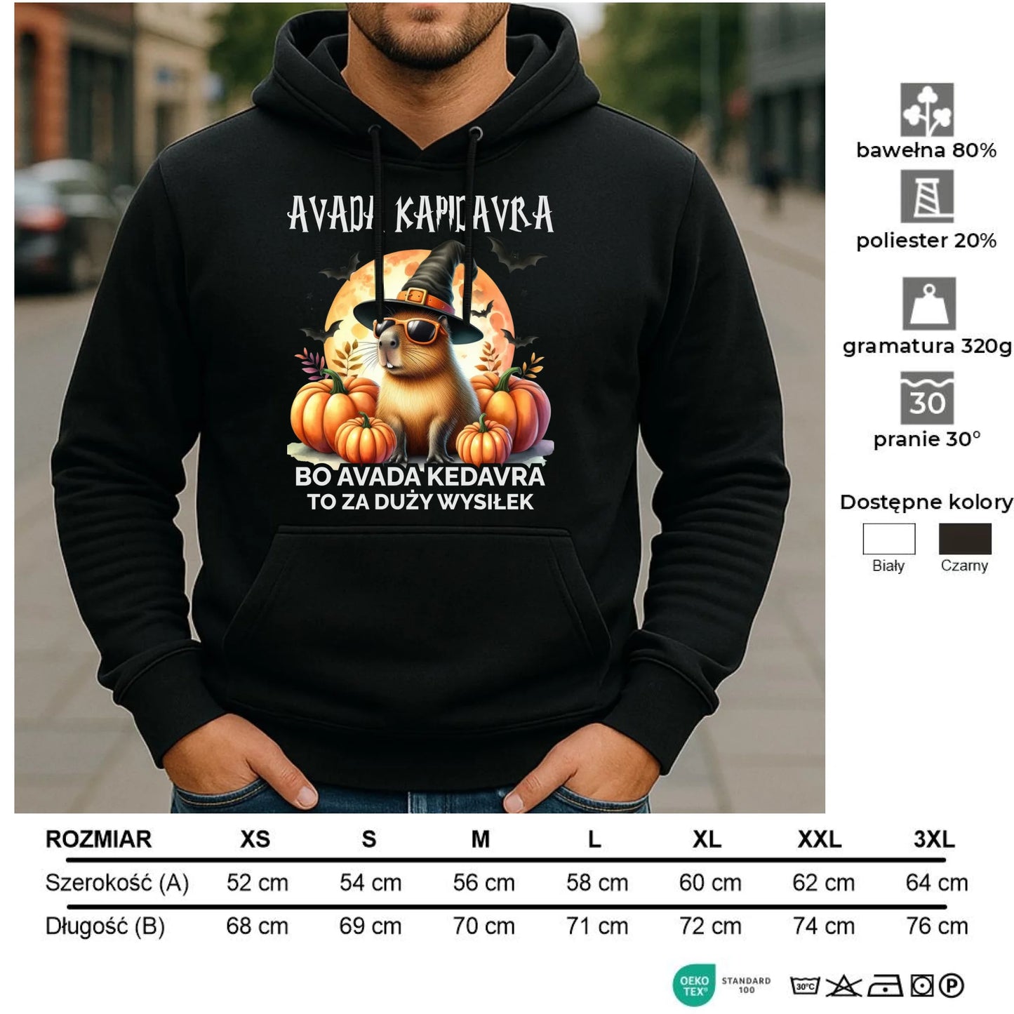 Bluza męska z kapturem halloweenowa - Kapibara - Avada Kapidavra HL21 - StoryCups.pl