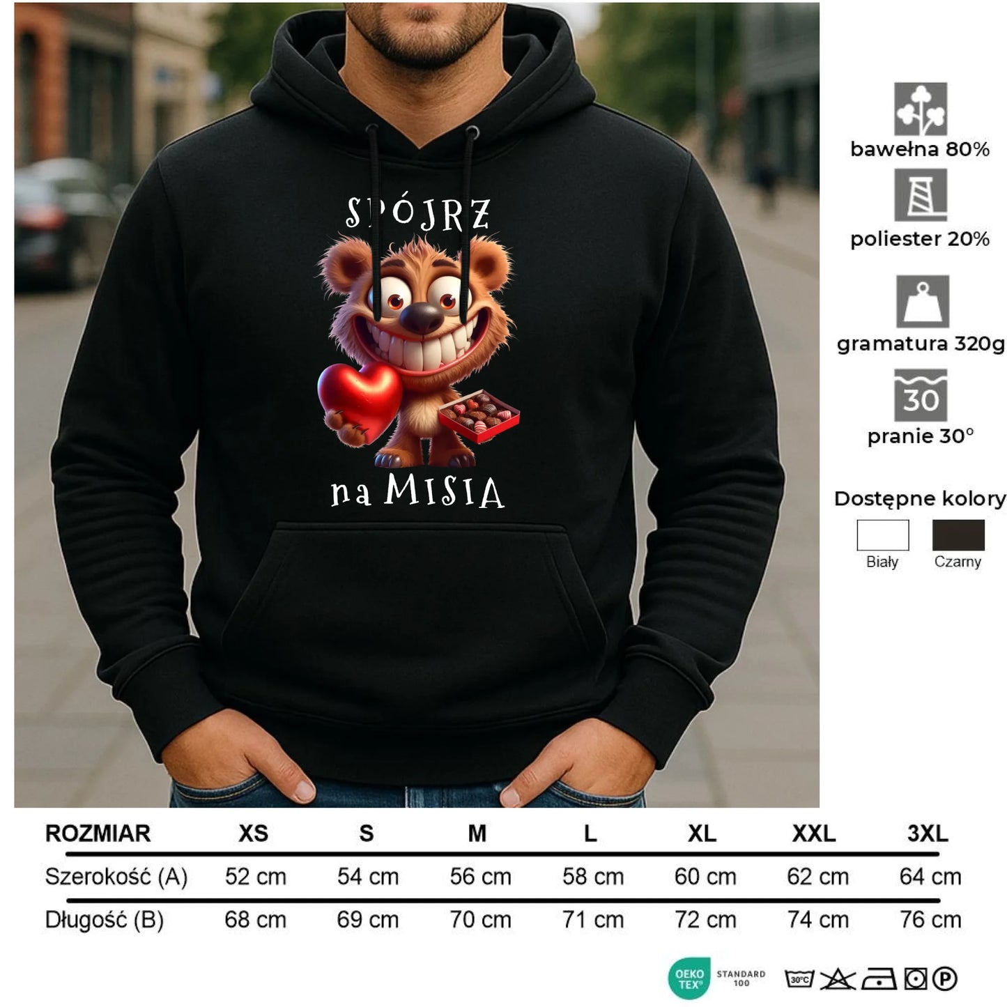 Bluza męska z kapturem - Spójrz na Misia W31 - StoryCups.pl