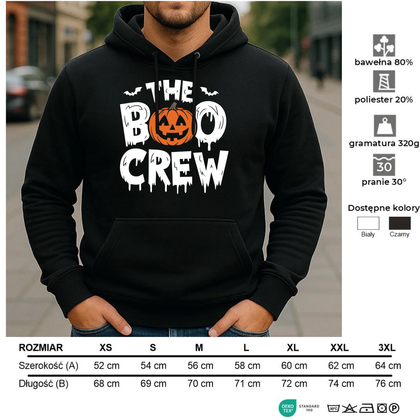 Bluza męska z kapturem na Halloween - The Boo Crew HL12 - StoryCups.pl