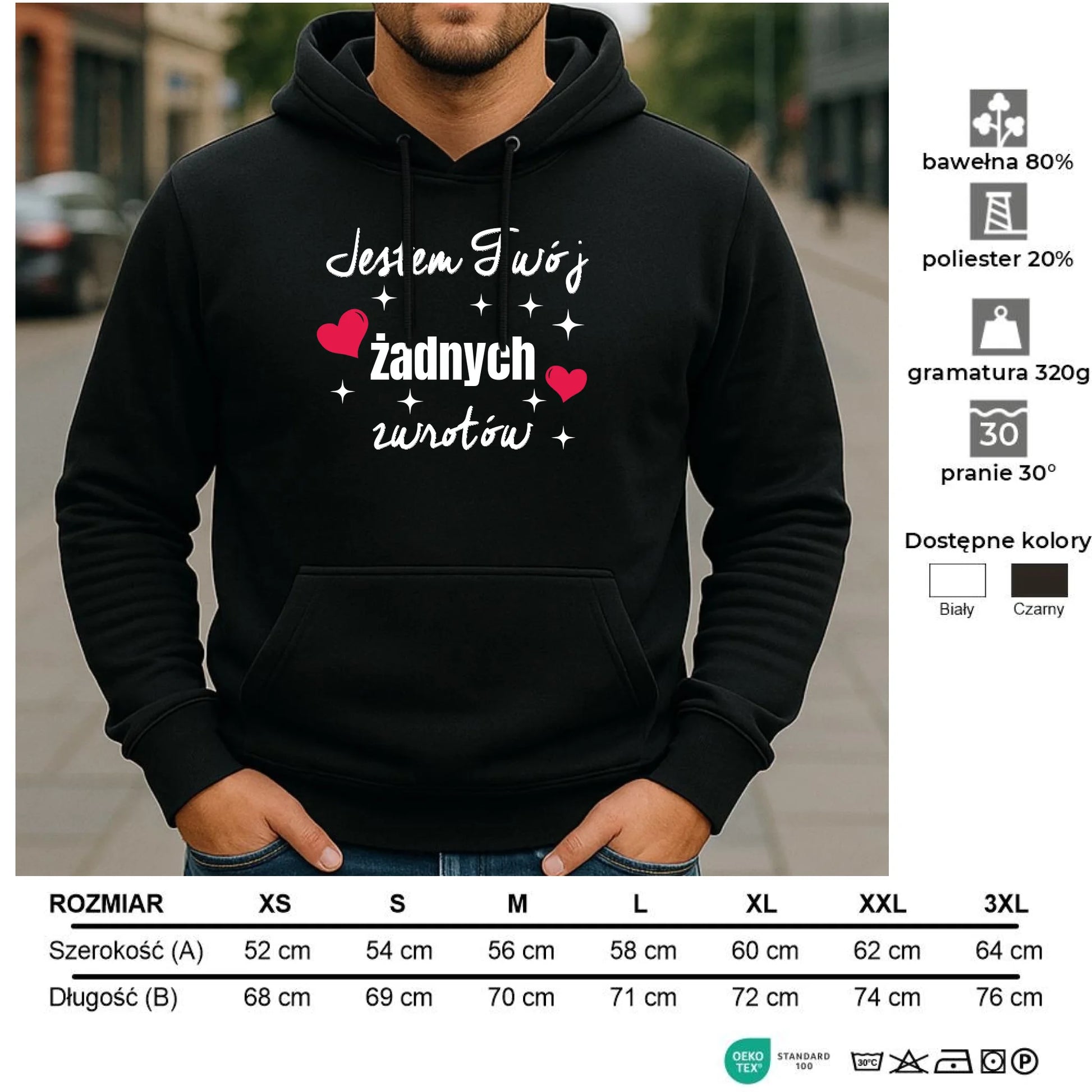 Bluza męska z kapturem - Jestem Twój żadnych zwrotów W29 - StoryCups.pl