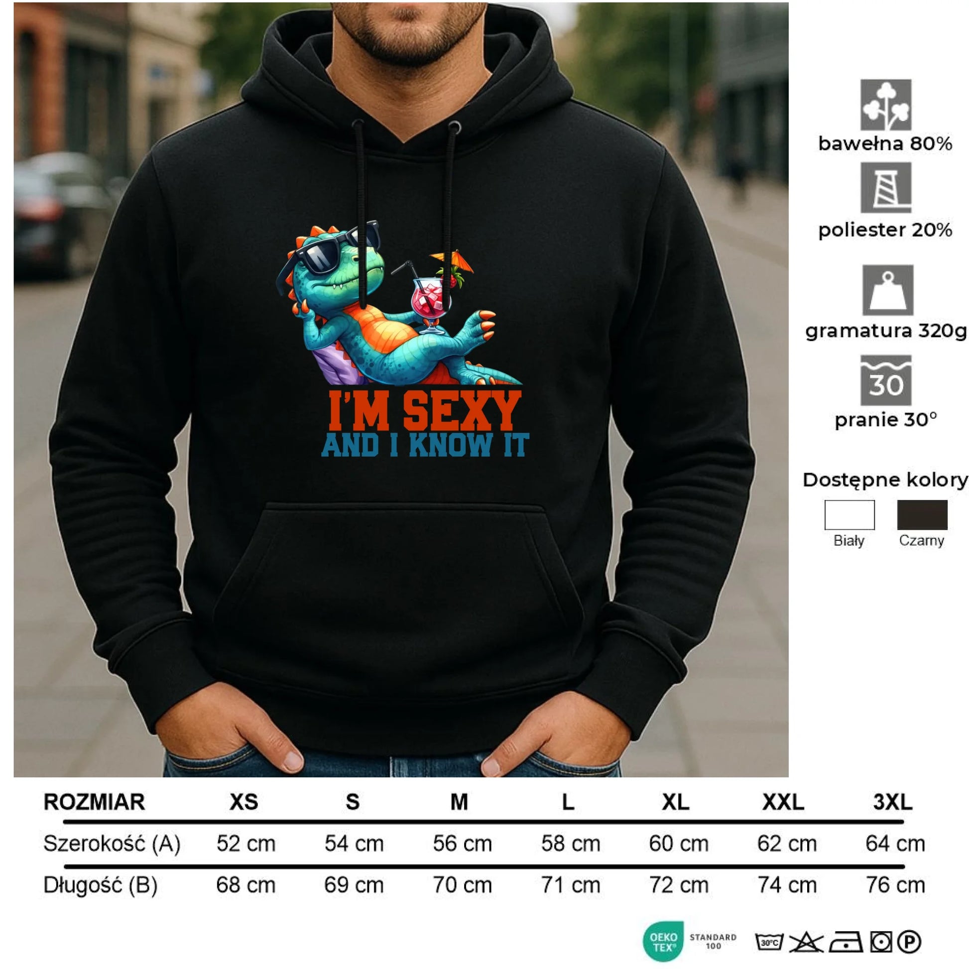 Bluza męska z kapturem - prezent dla chłopaka - I'm sexy - śmieszny nadruk DCH28 - StoryCups.pl