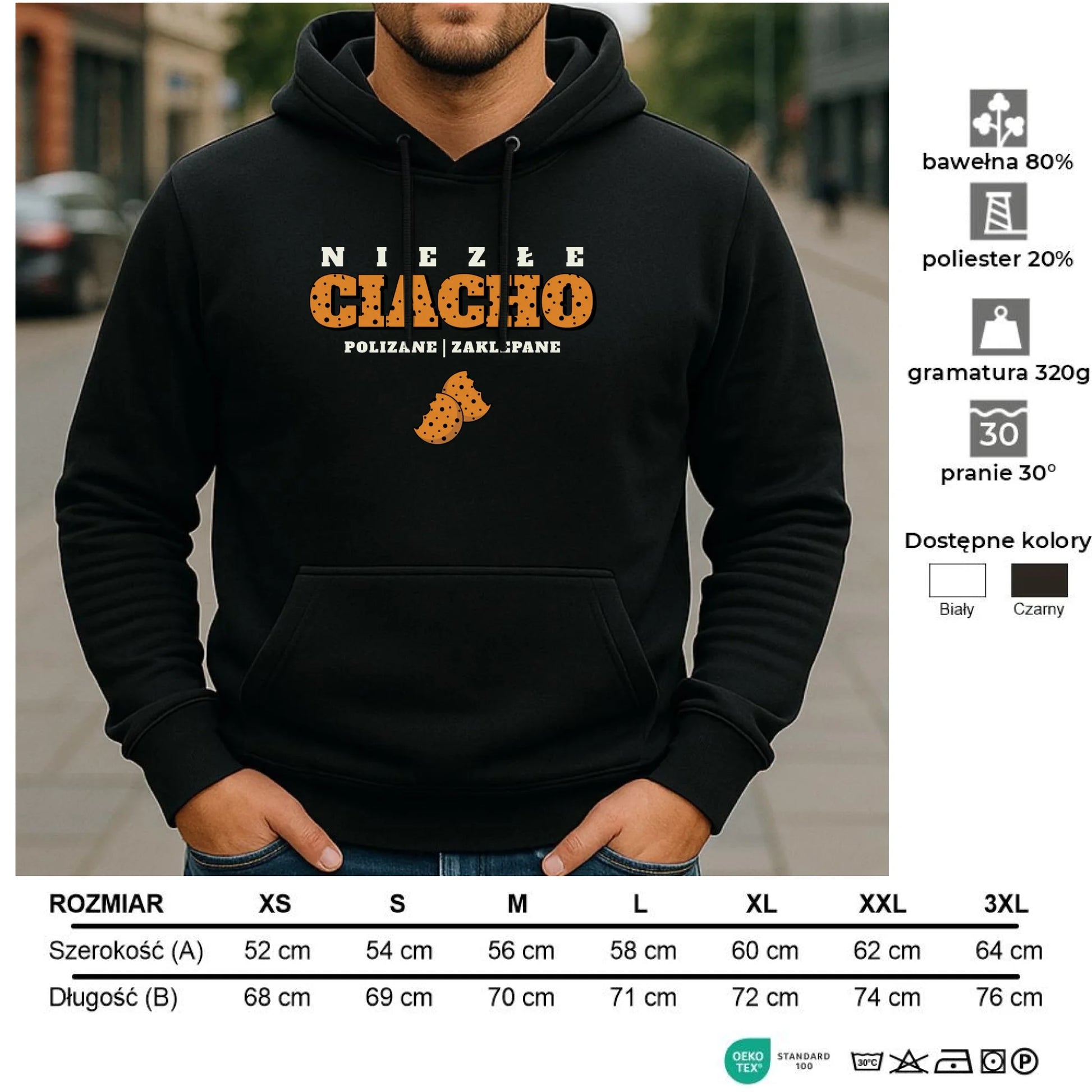 Bluza męska z kapturem - prezent dla chłopaka męża - Niezłe ciacho polizane zaklepane DCH30 - StoryCups.pl