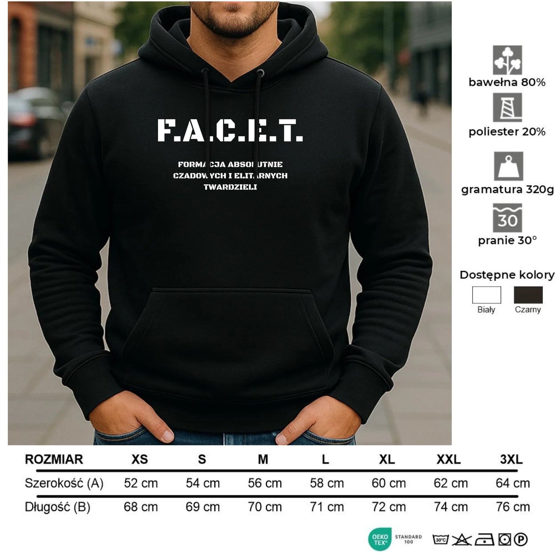 Bluza męska z kapturem - Prezent dla chłopaka kolegi - F.A.C.E.T. Formacja Absolutnie Czadowych i Elitarnych Twardzieli DCH23 - StoryCups.pl