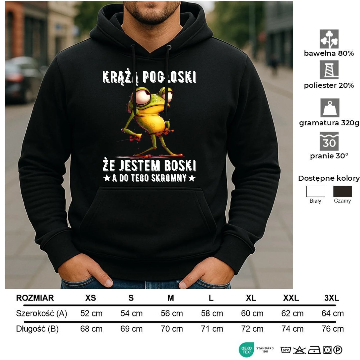 Bluza męska z kapturem - prezent dla chłopaka - Jestem boski DCH15 - StoryCups.pl