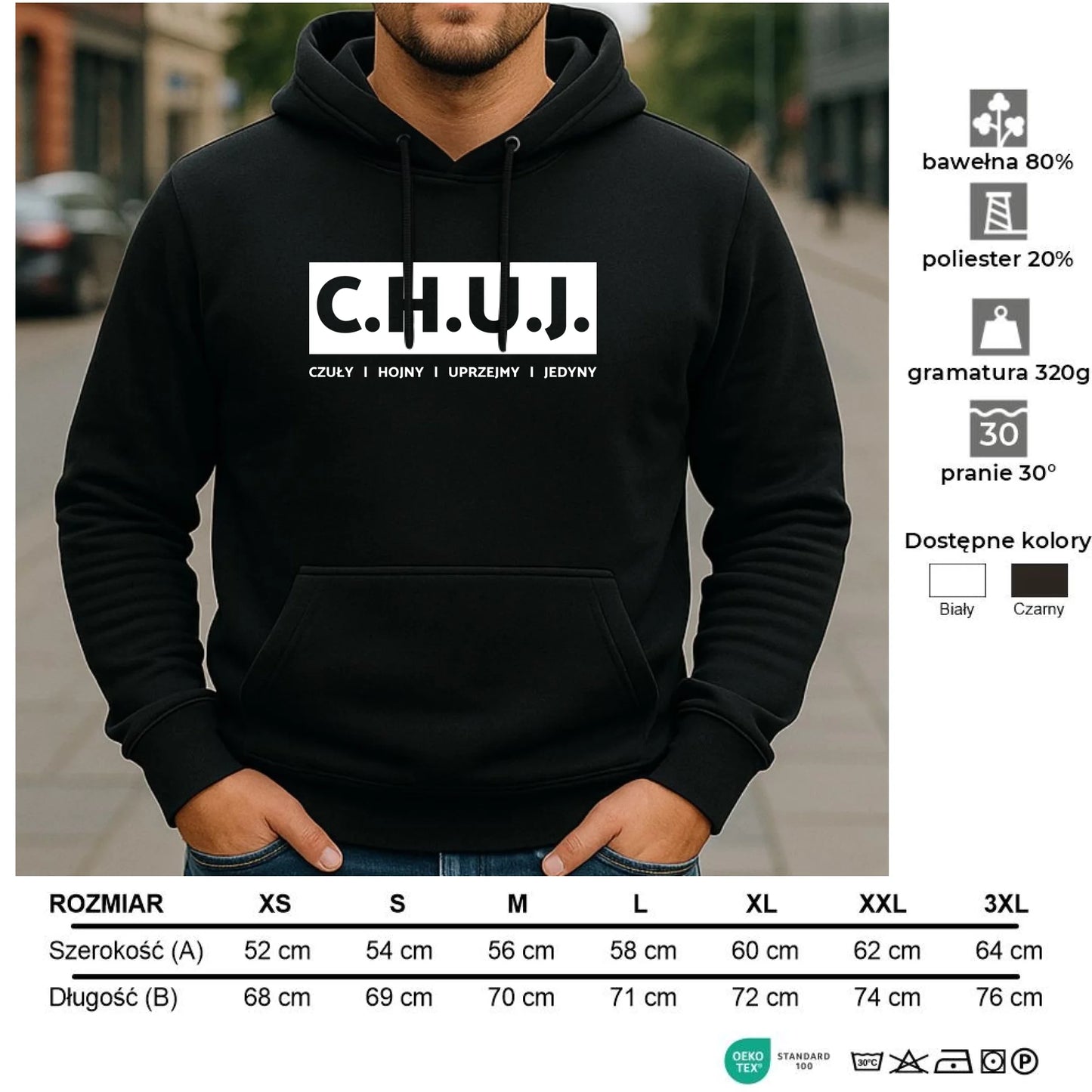 Bluza męska z kapturem - prezent dla kolegi na Dzień Chłopaka przyjaciela - C.H.U.J. - bez cenzury DCH12 - StoryCups.pl