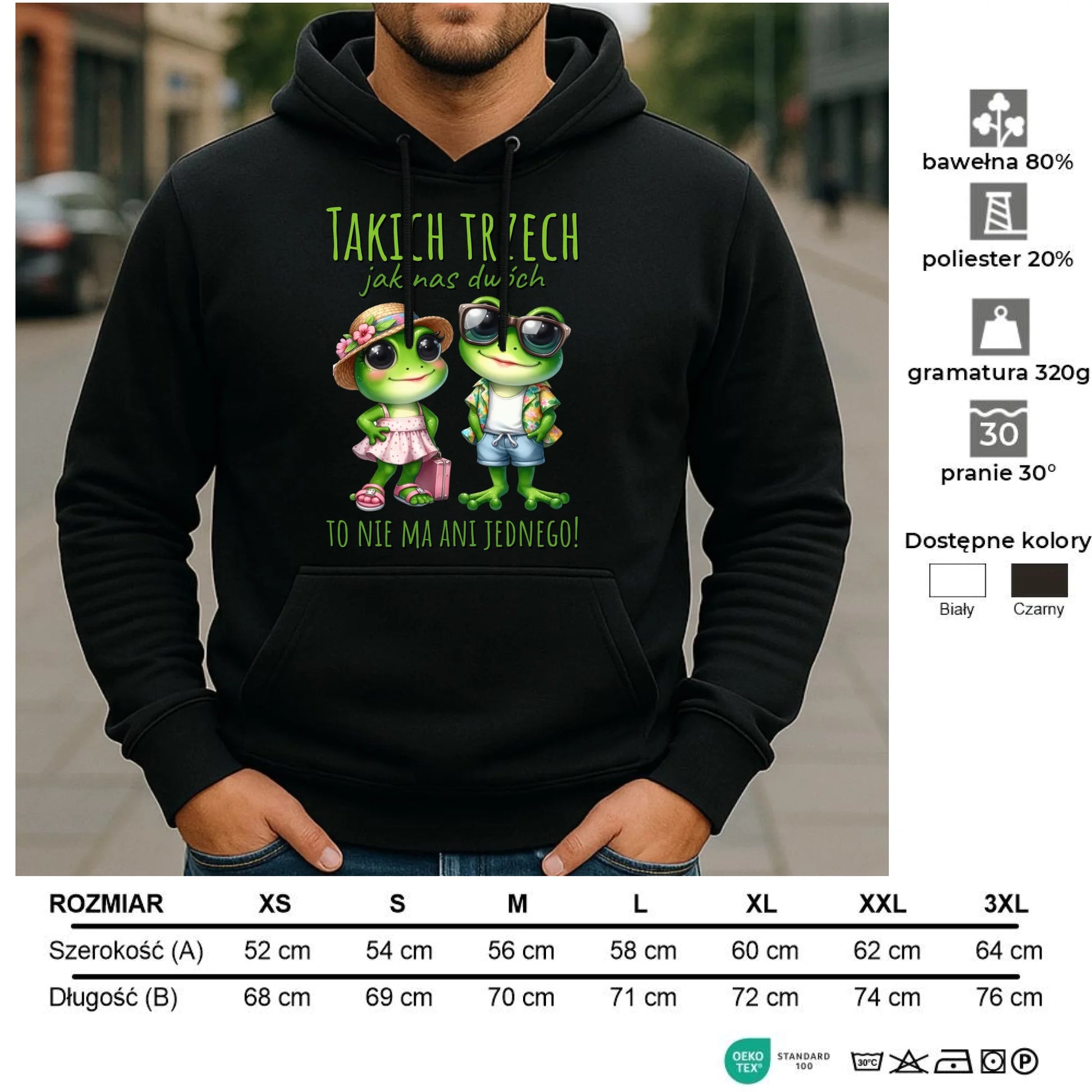 Bluza męska z kapturem dla par - Żabki - prezent dla chłopaka DCH11 - StoryCups.pl