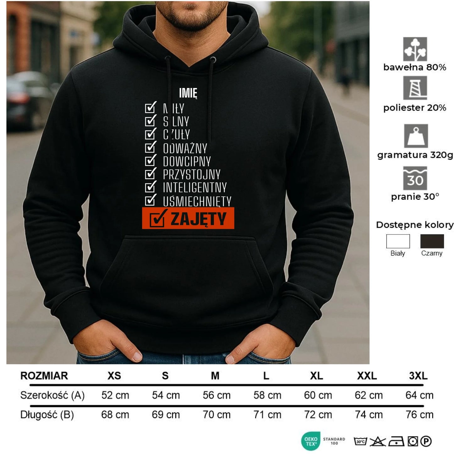 Bluza męska z kapturem - Zajęty prezent dla chłopaka męża narzeczonego - personalizowana DCH05 - StoryCups.pl