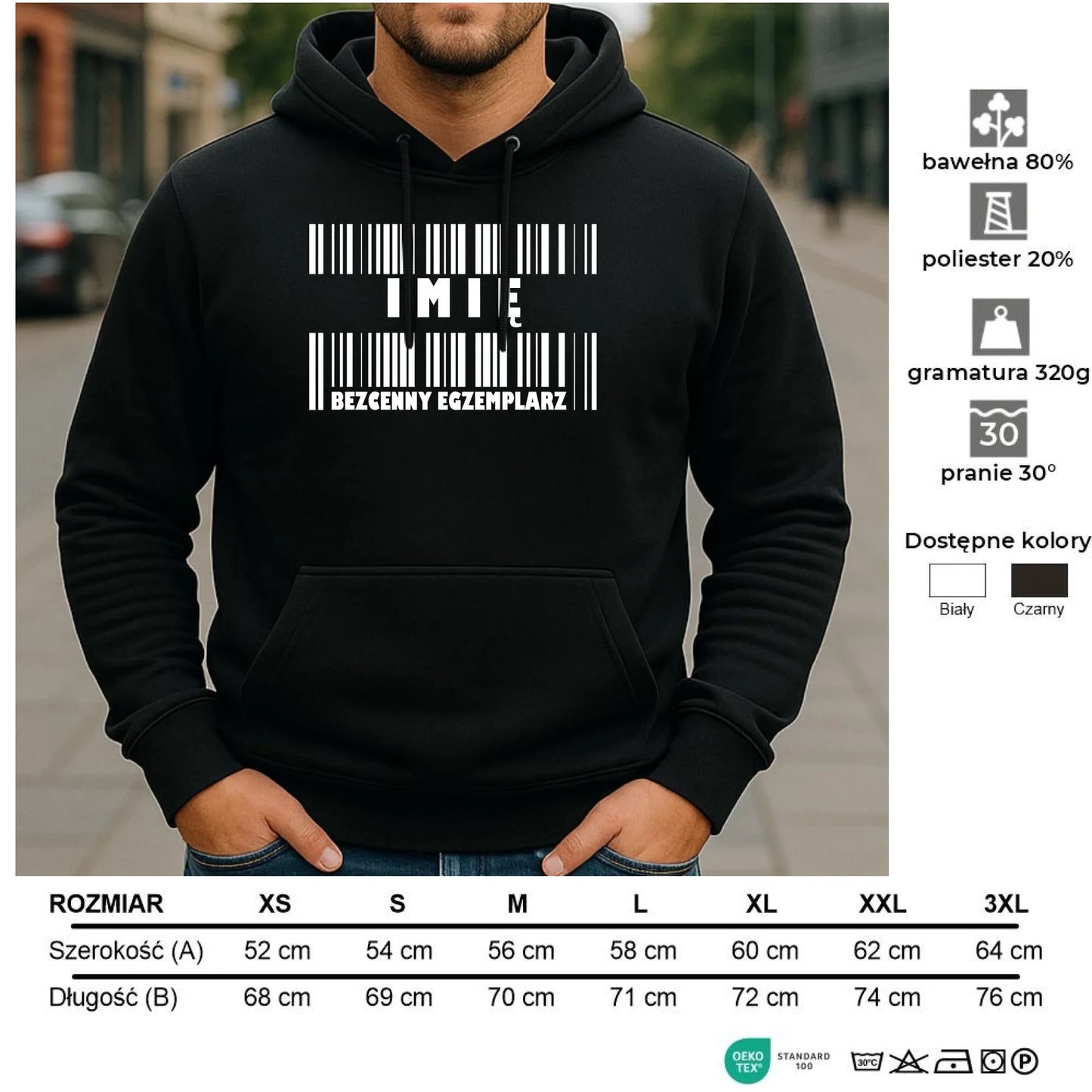Bluza męska z kapturem - Bezcenny egzemplarz prezent dla niego - personalizowana DCH07 - StoryCups.pl
