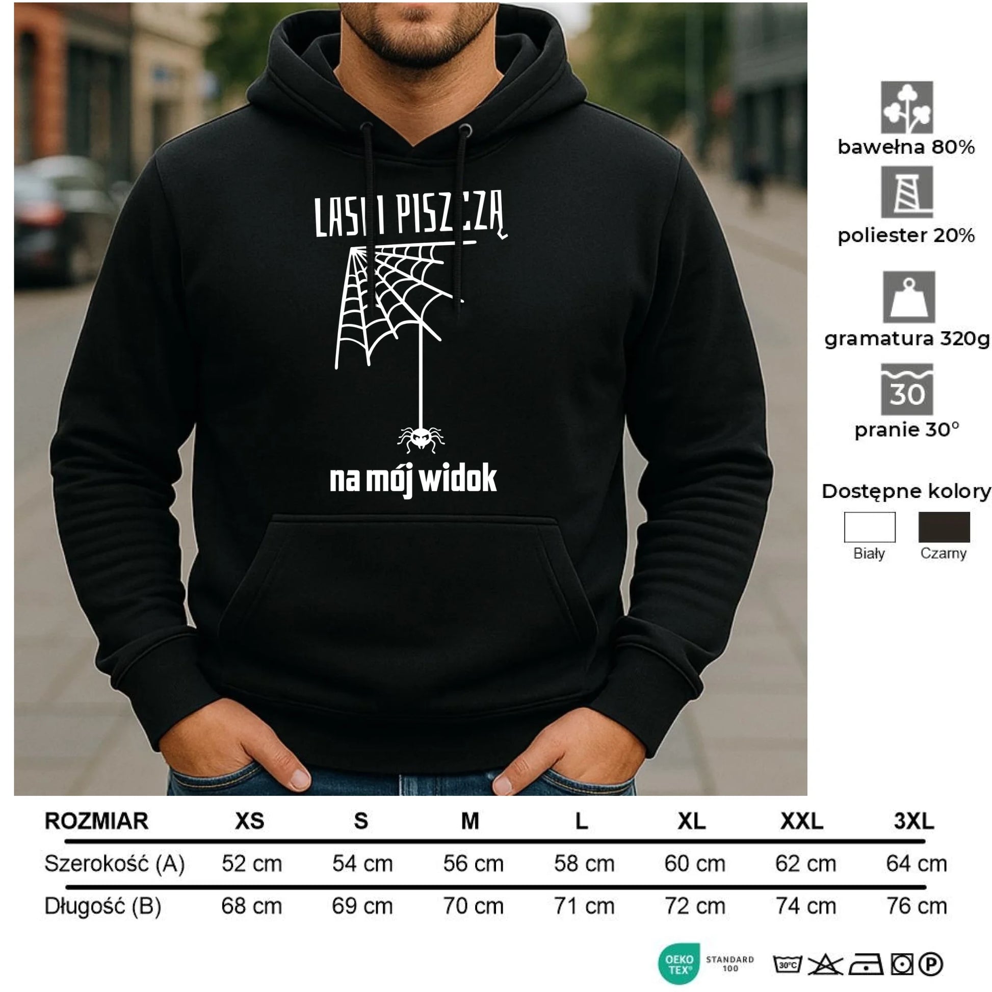 Bluza męska z kapturem - prezent dla chłopaka - Laski piszczą na mój widok DCH13 - StoryCups.pl