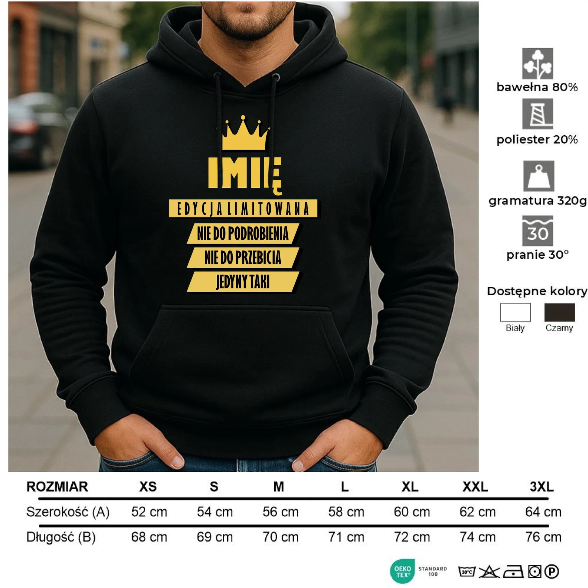 Bluza męska z kapturem - Edycja Limitowana prezent dla niego - personalizowana DCH03 - StoryCups.pl