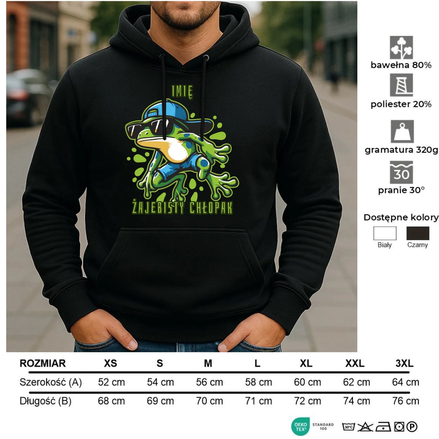 Bluza męska z kapturem - Żajebisty Chłopak prezent na Dzień Chłopaka - personalizowana DCH02 - StoryCups.pl